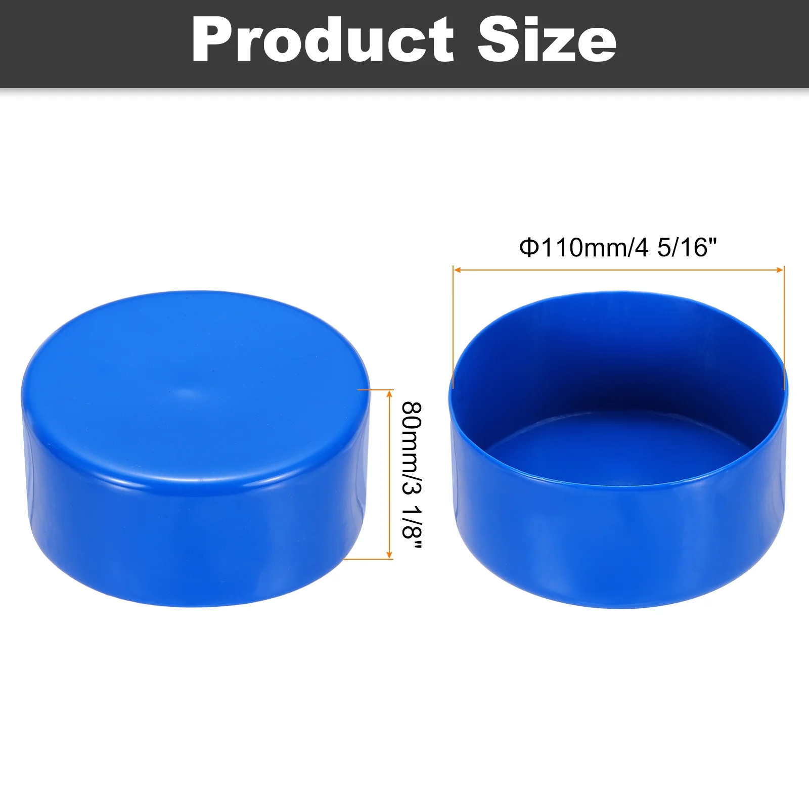 Uxcell 110mm(4 5/16") ID Rubber End Caps Pipe & Fence Post Protectors Blue - Image 2
