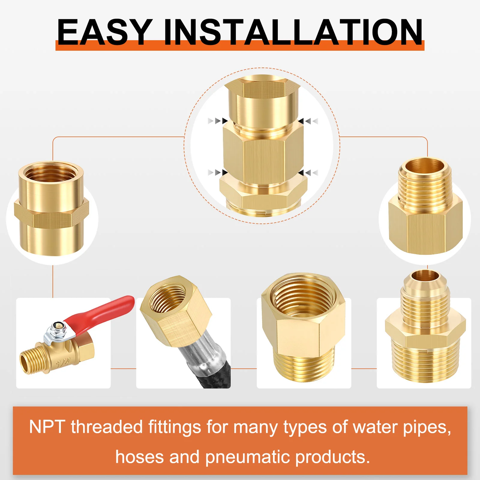 1 Pack FeMale to Male Adapters, M10*1 FeMale x M8*1 Male Brass Nipple Extension - Image 5