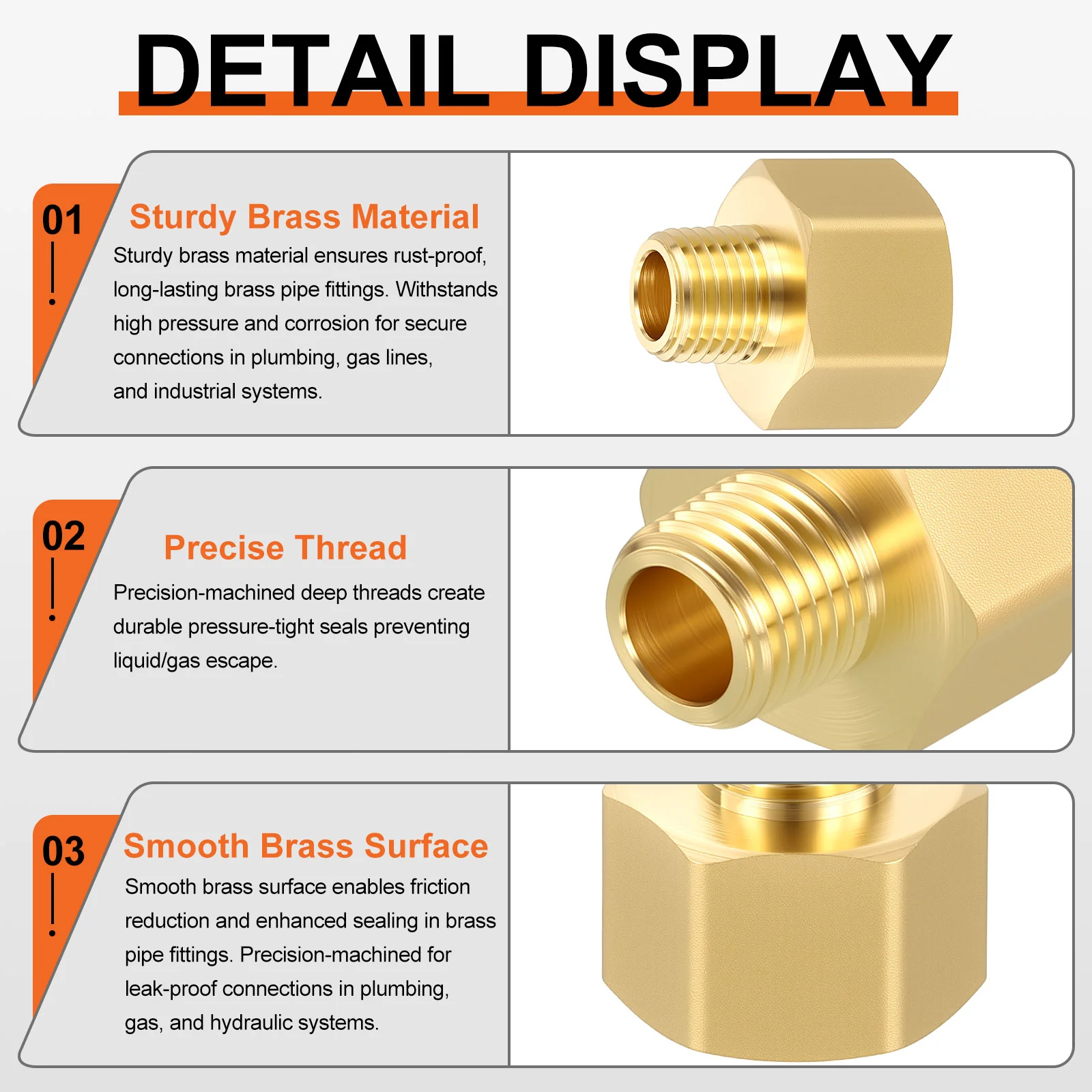 1Pack FeMale to Male Adapters, M14*1.5 FeMale x 1/4" MNPT Brass Nipple Extension - Image 4