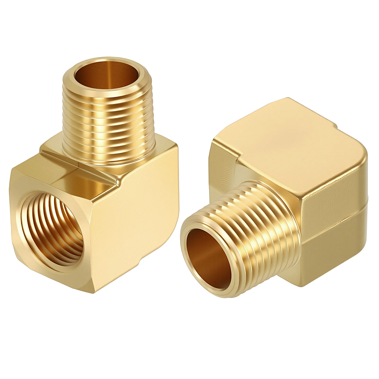 2 Pack 90 Degree Elbow Fittings FeMale to Male Adapters, 1/2" FNPT x 1/2" MNPT