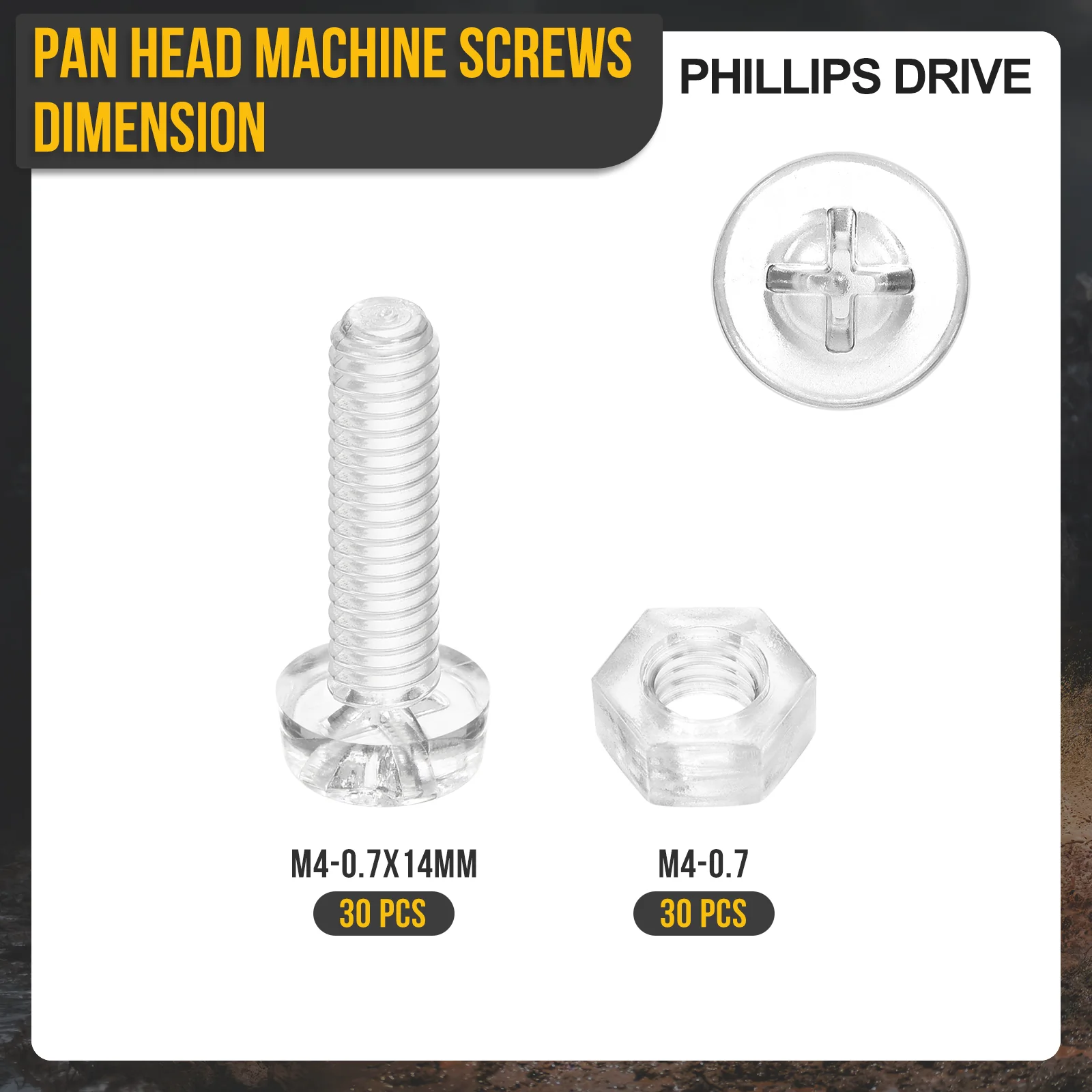 M4-0.7x14 Pan Head Bolts Nuts Kit - 60pcs - PC - for Machinery - Image 2