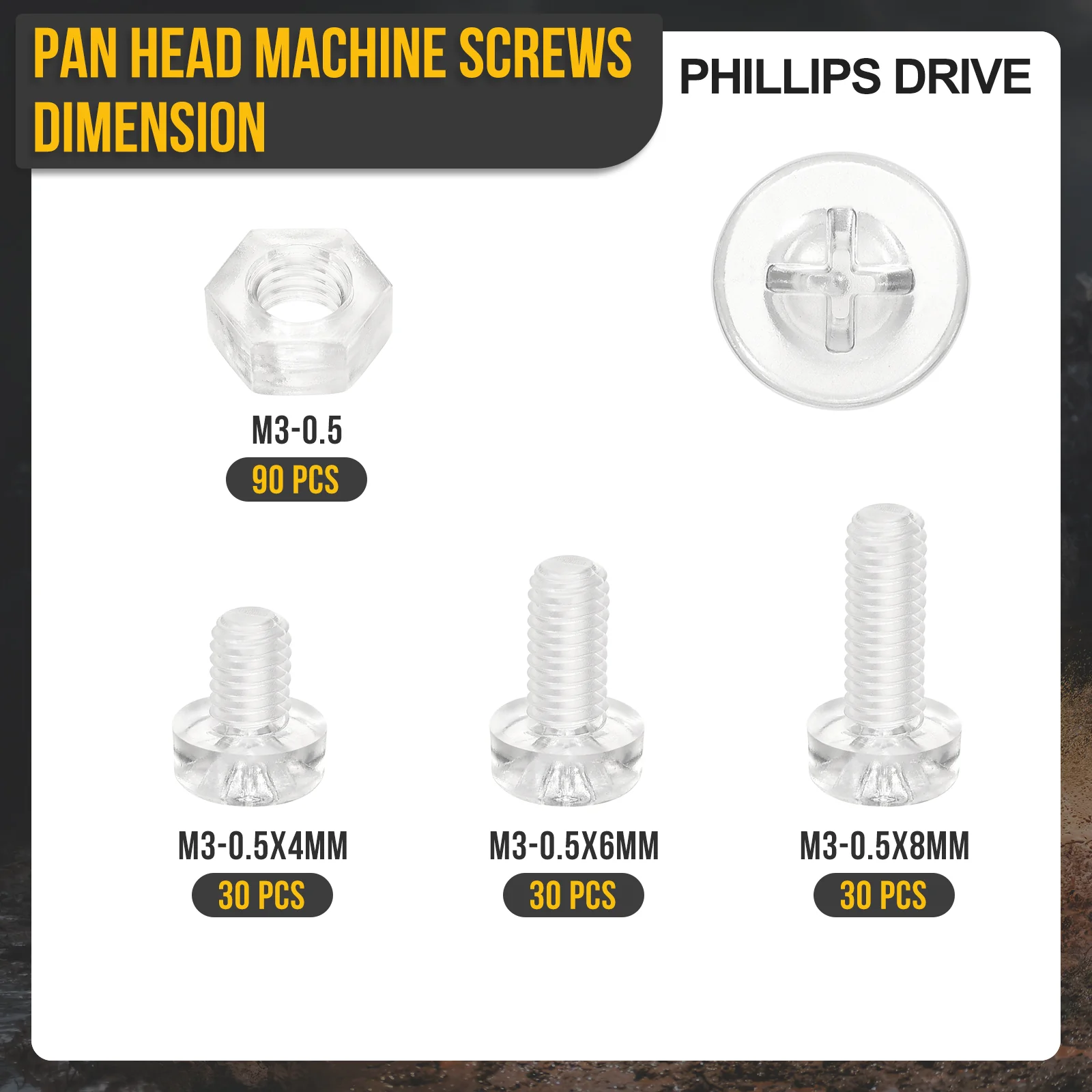M3-0.5 Pan Head Bolts Nuts Kit - 180pcs - PC - for Machinery - Image 2