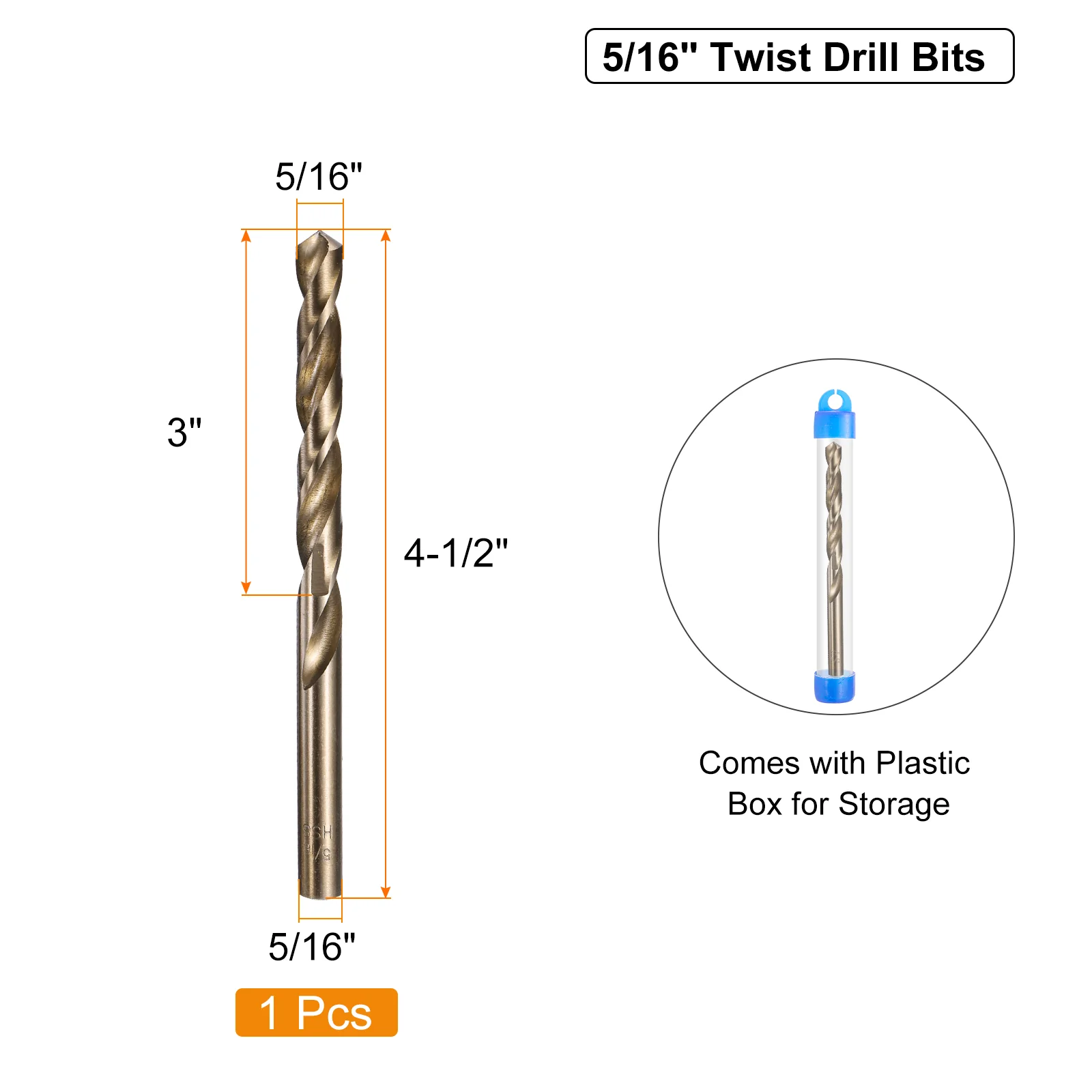 Uxcell 1pcs 5/16" Twist Drill Bits, M35 Cobalt High-Speed Steel Drill Bit for Metal - Image 2