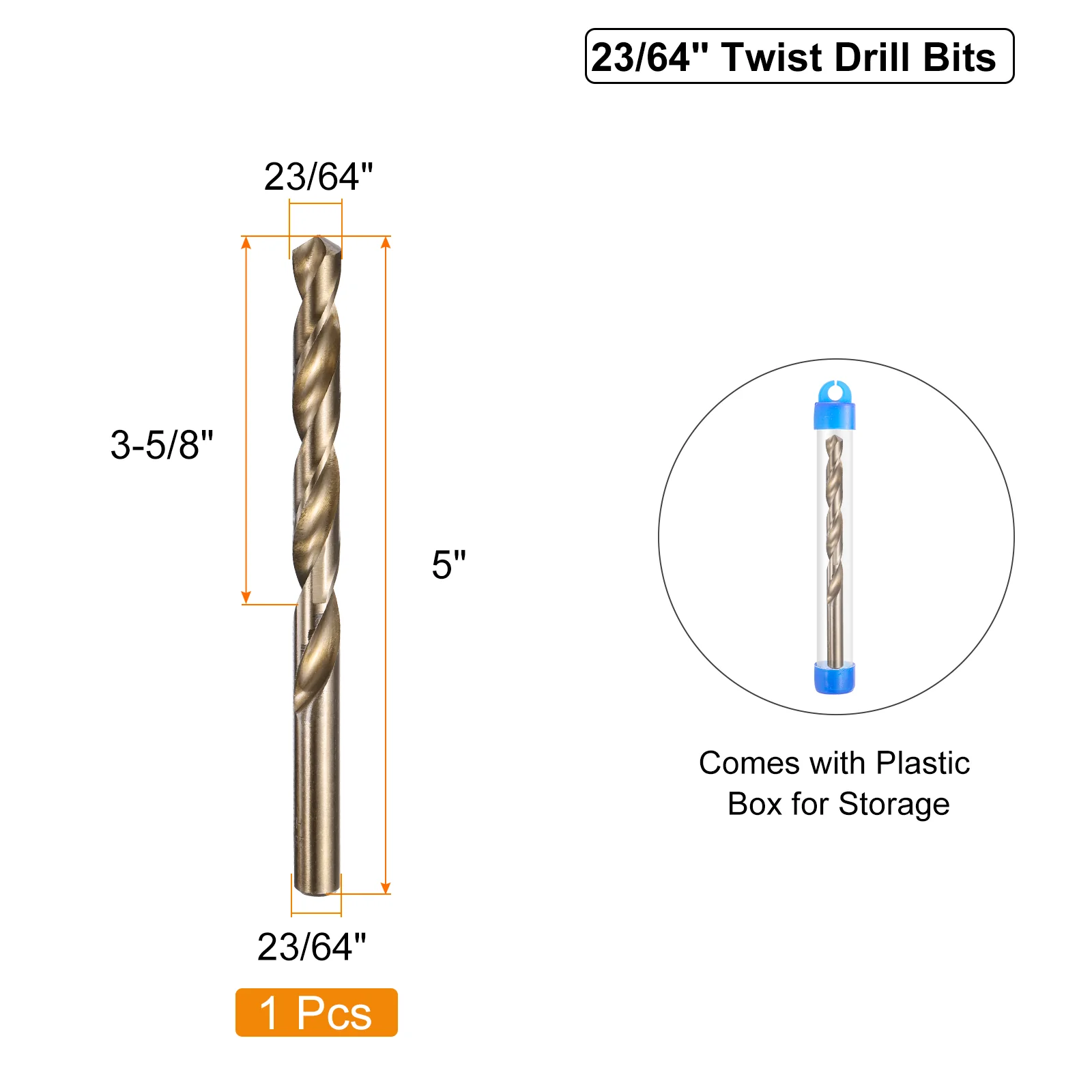 Uxcell 1pcs 23/64" Twist Drill Bits, M35 Cobalt High-Speed Steel Drill Bit for Metal - Image 2