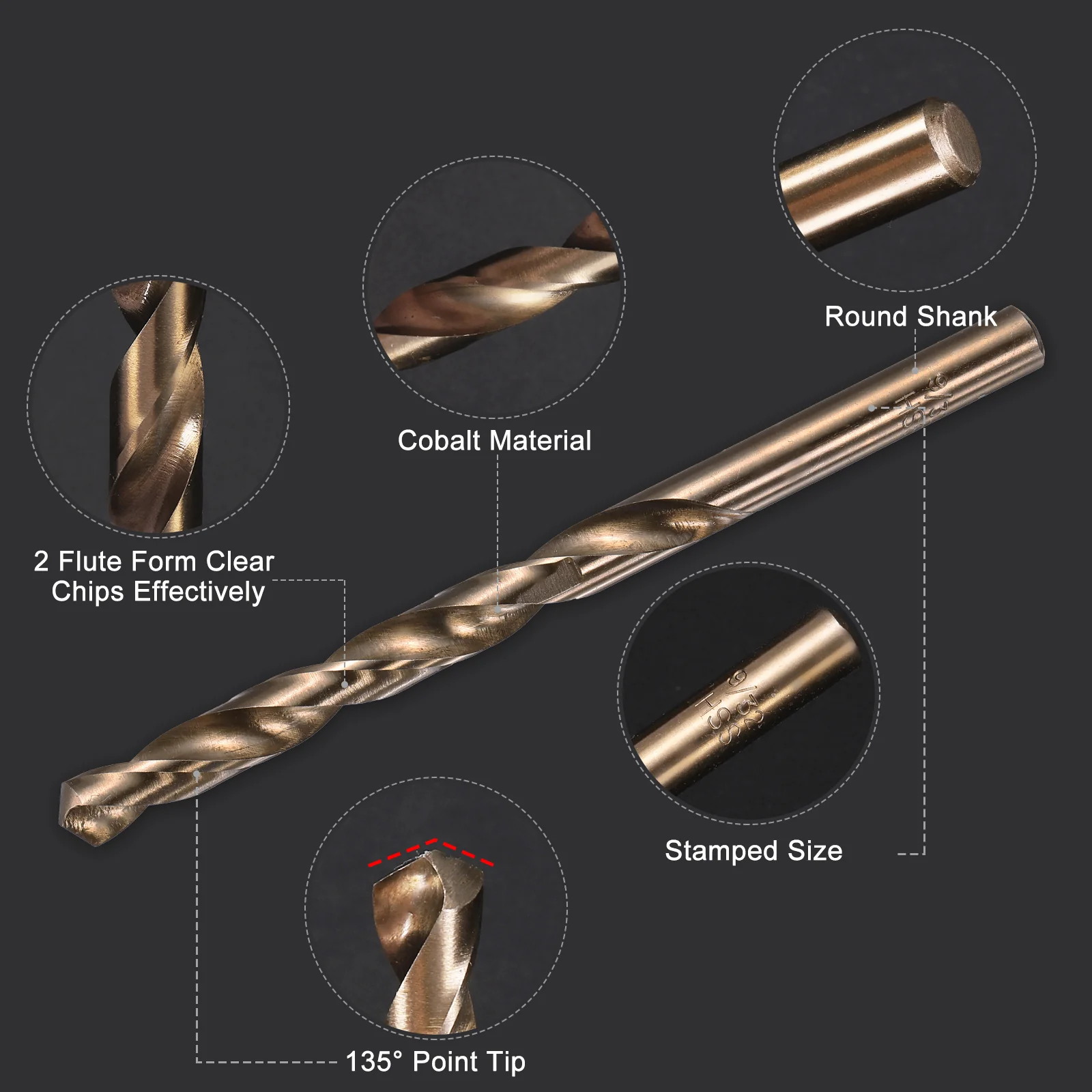 Uxcell 1pcs 9/32" Twist Drill Bits, M35 Cobalt High-Speed Steel Drill Bit for Metal - Image 3