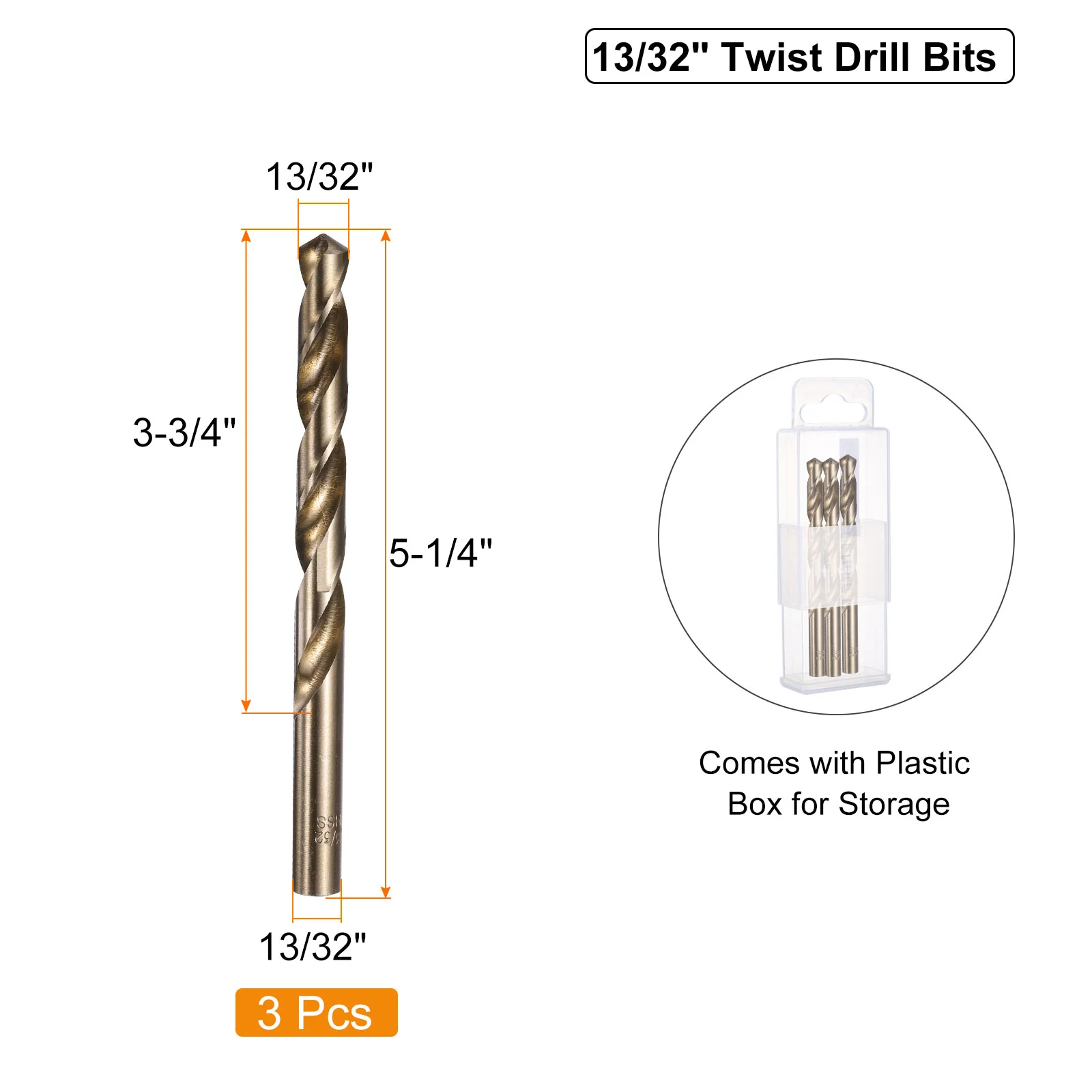 Uxcell 3pcs 13/32" Twist Drill Bits, M35 Cobalt High-Speed Steel Drill Bit for Metal - Image 2