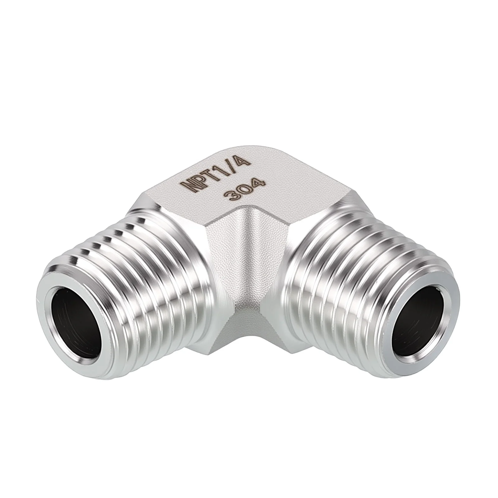 1 Pack 90 Degree Stainless Male to Male Adapters, 1/4" Male NPT x 1/4" Male NPT