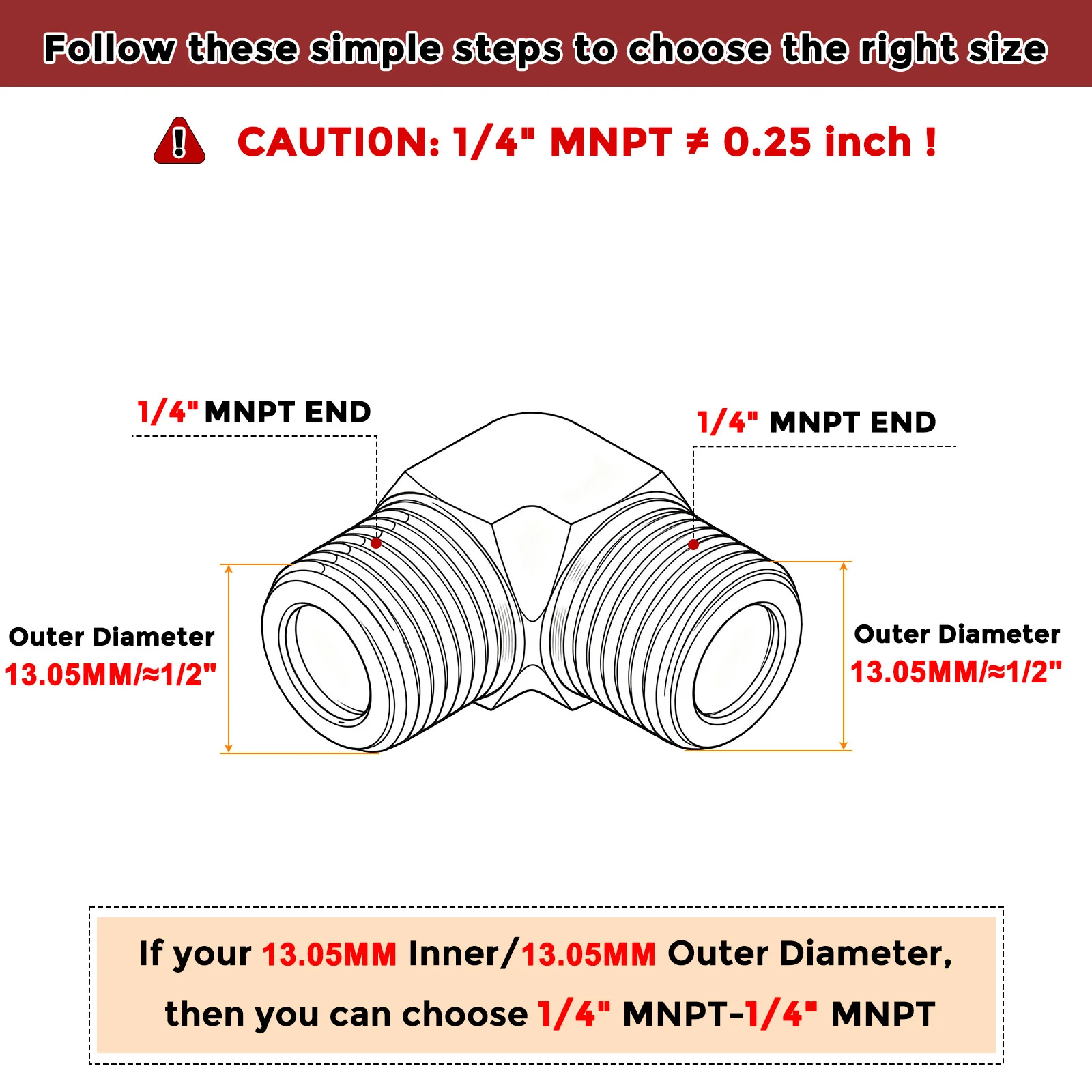 Packs of 2, 90° 1/4" MNPT to 1/4" MNPT Solid Stainless Elbows W/ Sealing Tapes - Image 2