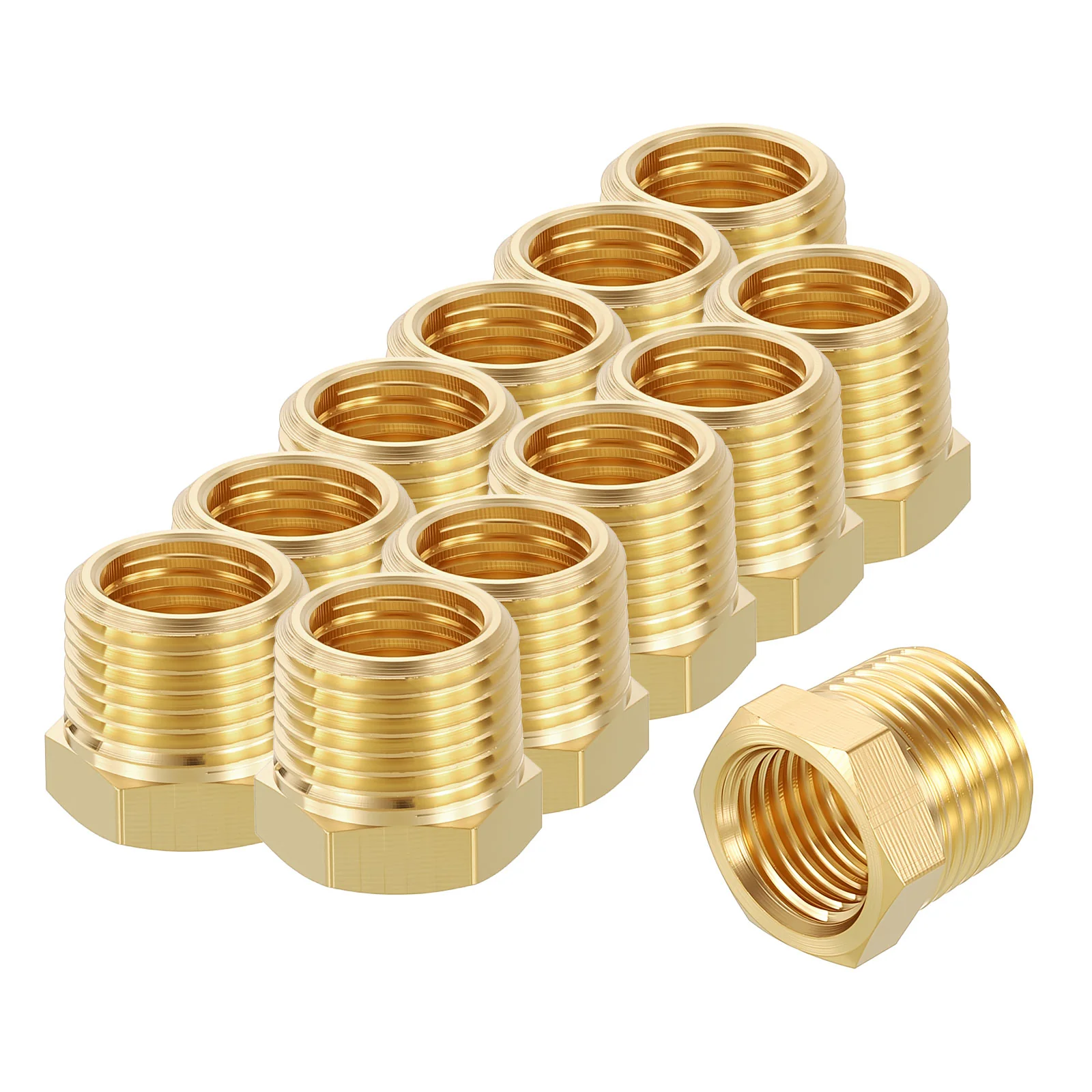 12 Pack Male to FeMale Adapters, 3/8" Male NPT x 1/4" FeMale NPT Hex Bushing