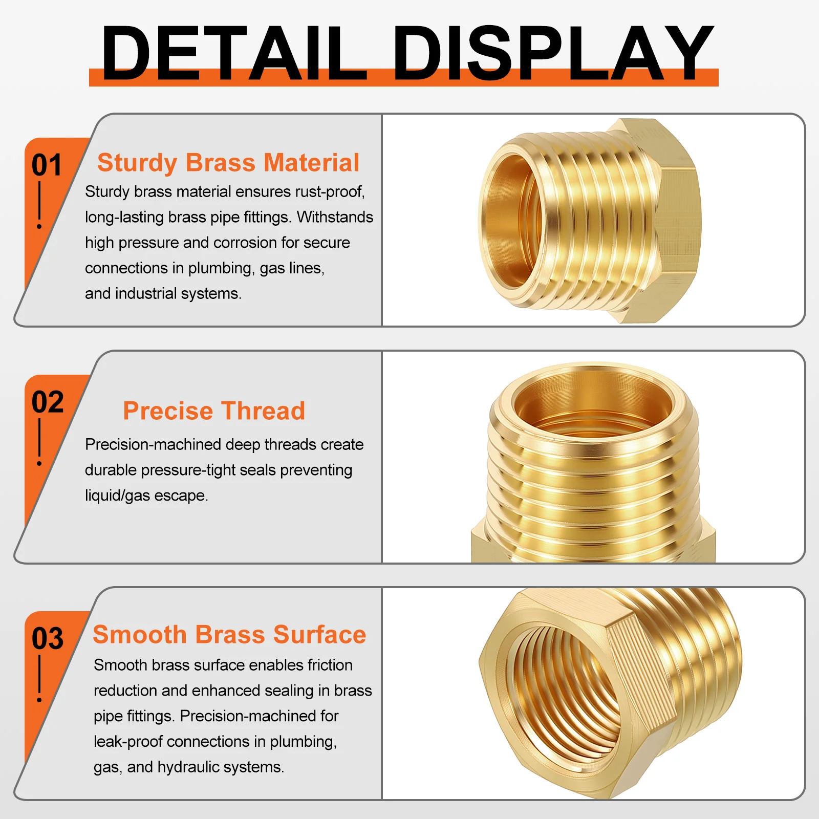 3 Pack Male to FeMale Adapters, 1" Male NPT x 1/2" FeMale NPT Hex Bushing - Image 4