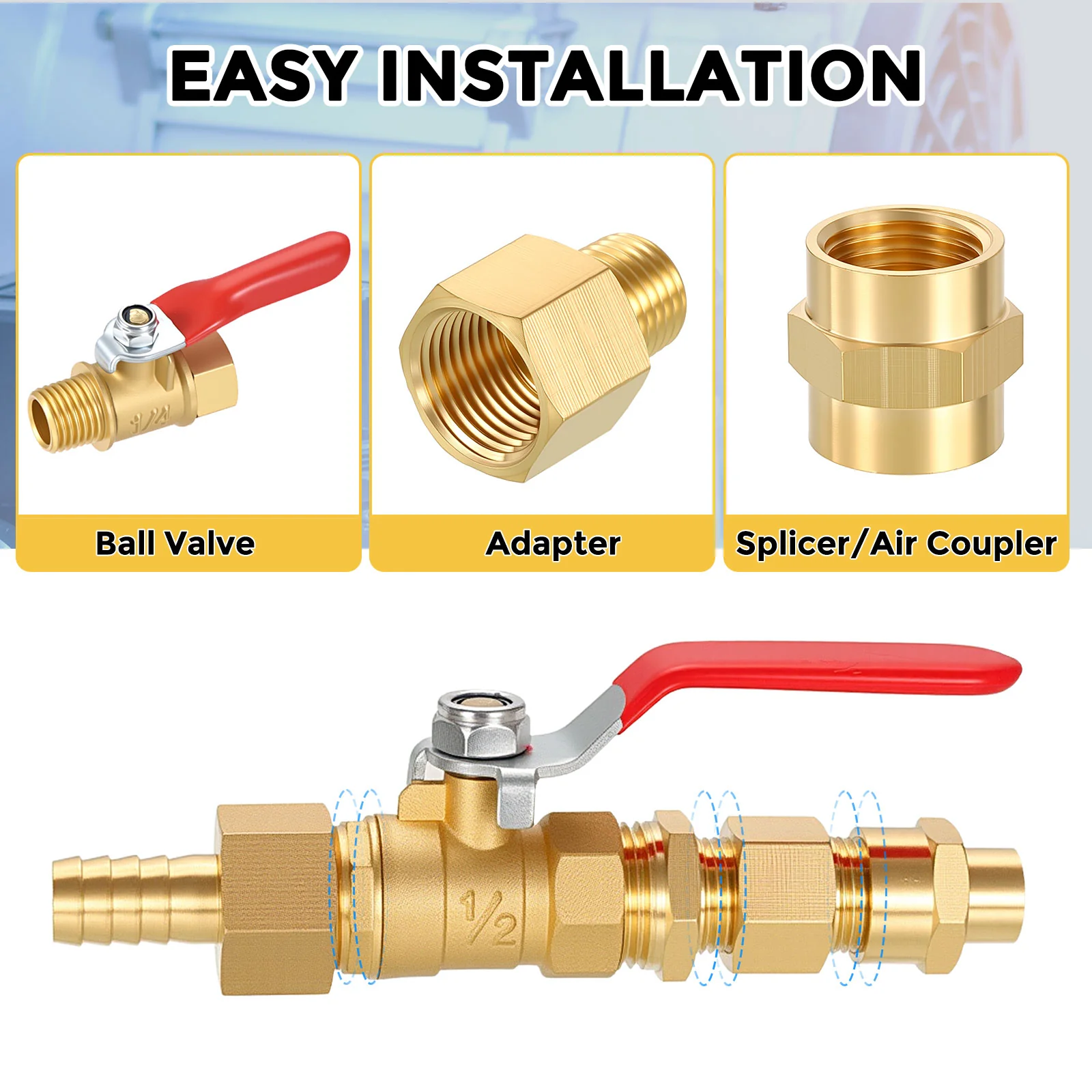 Pack of 3, 1/8" Male G to 1/8" Male G Solid Brass Hex Nipple Hose Connectors - Image 6