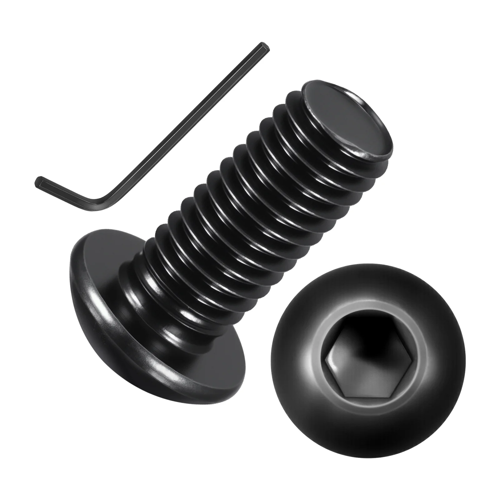 100Pcs Button Head Socket Cap Screws M4-0.7x14mm Alloy Steel Black