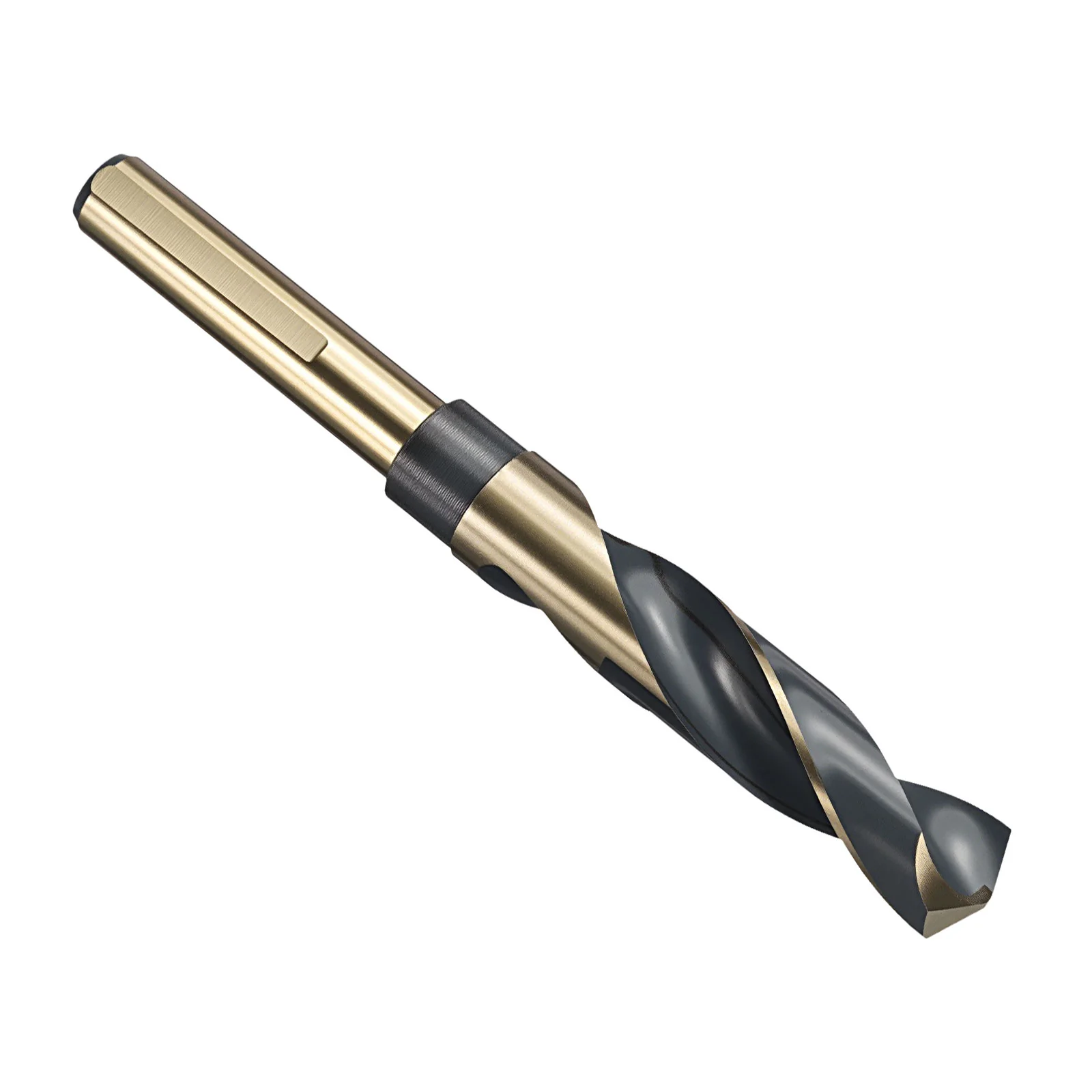 11/16" Drill Bit 1/2" Reduced Shank 3-Flat M2 HSS Black and Gold