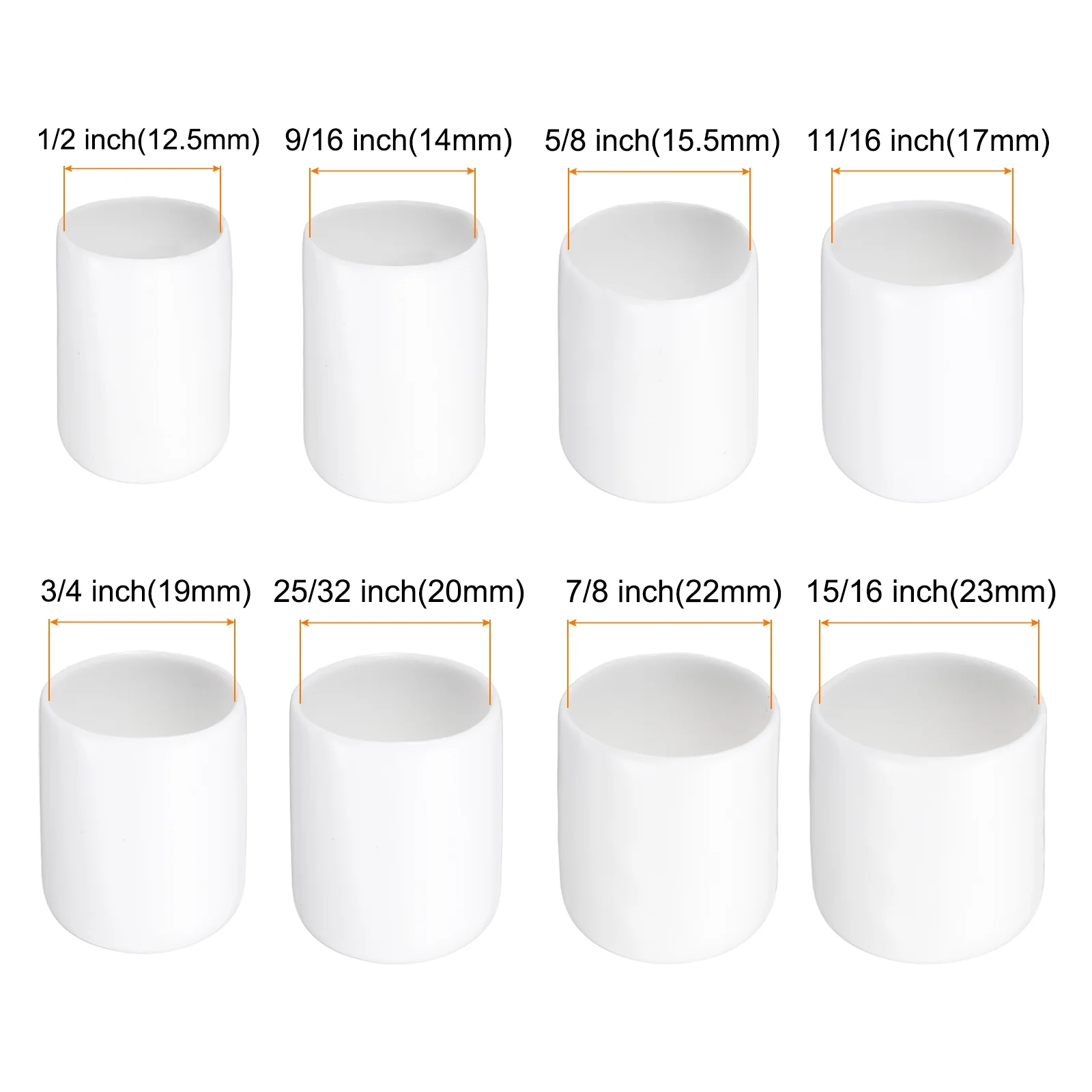80pcs Round End Protective Caps 12.5/14/15.5/17/19/22/23/25mm White - Image 3