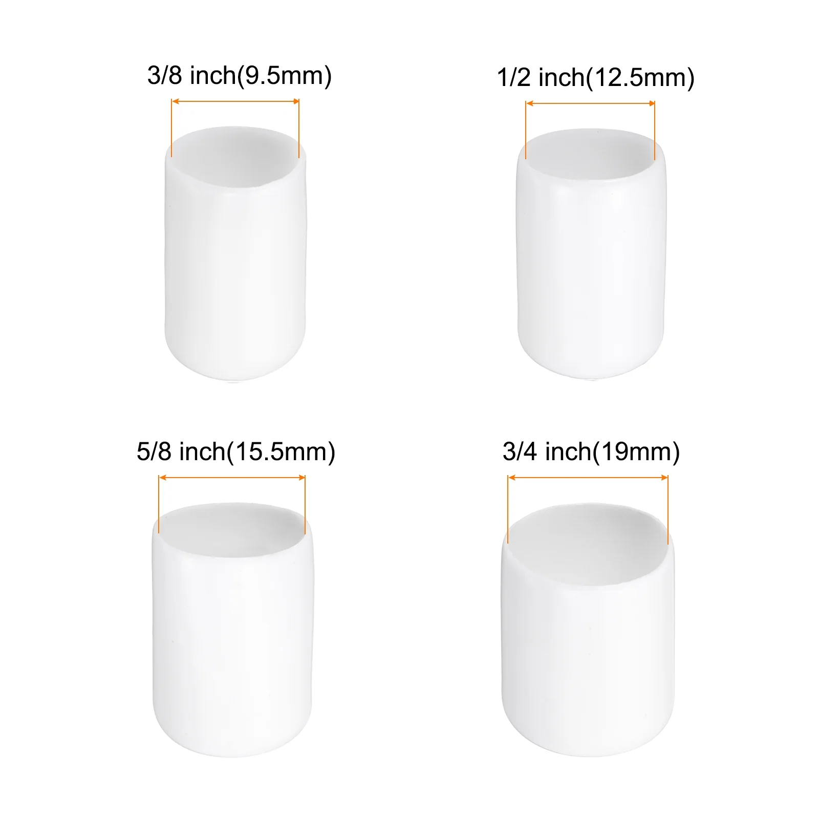 80pcs Round End Protective Caps 9.5mm 12.5mm 15.5mm 19mm White - Image 3