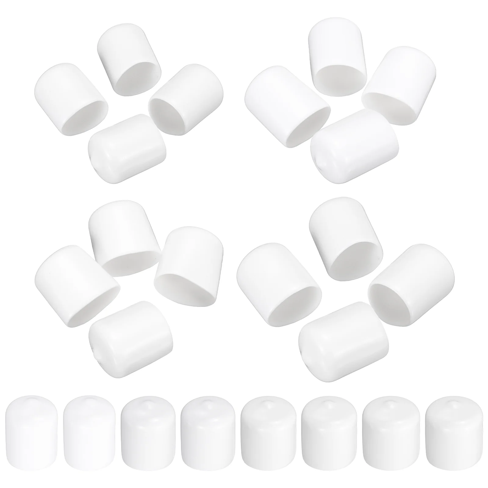80pcs Round End Protective Caps 17mm 19mm 20mm 22mm White