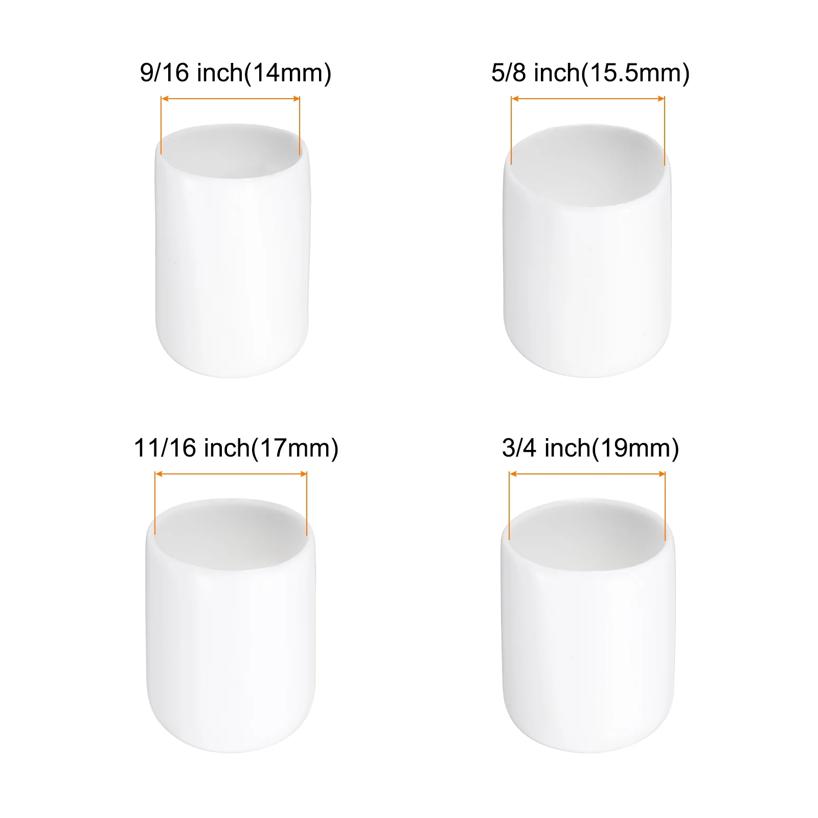 80pcs Round End Protective Caps 14mm 15.5mm 17mm 19mm White - Image 3