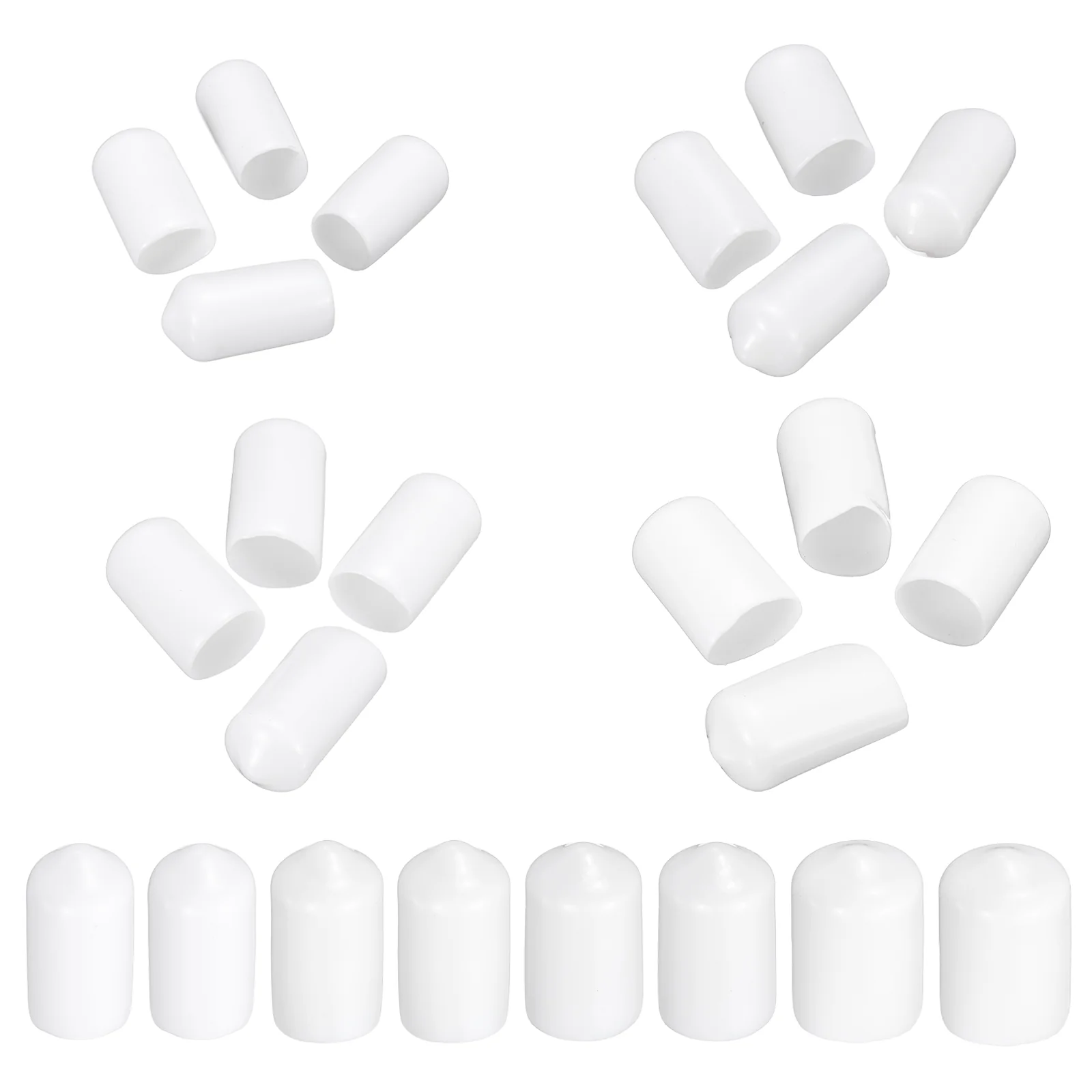 160pcs Round End Protective Caps 6mm 9.5mm 12.5mm 15.5mm White
