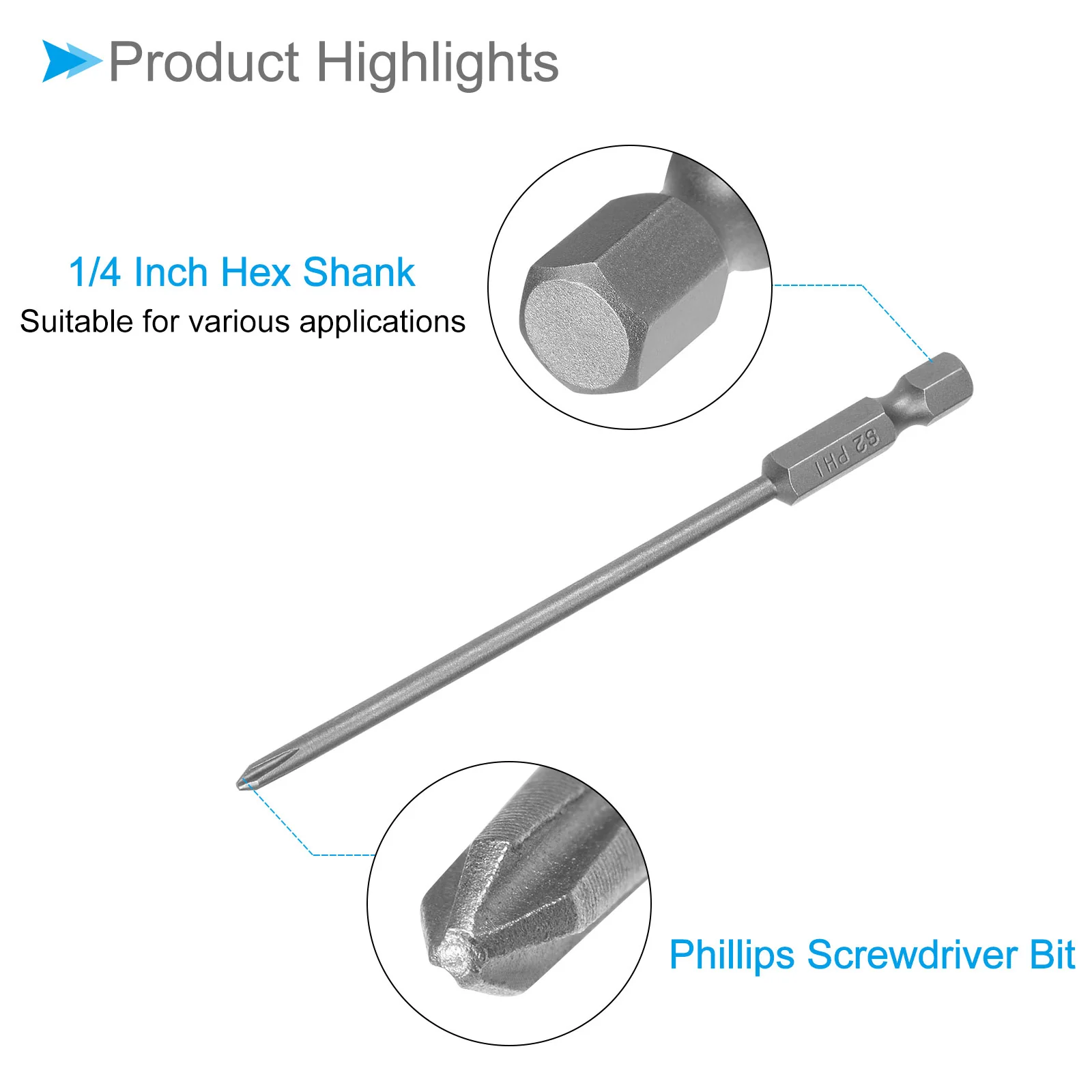 Phillips Cross Screwdriver Bits, S2 Magnetic Phillips Drill Bit - (Applications: for Power Impact Driver) - Image 69