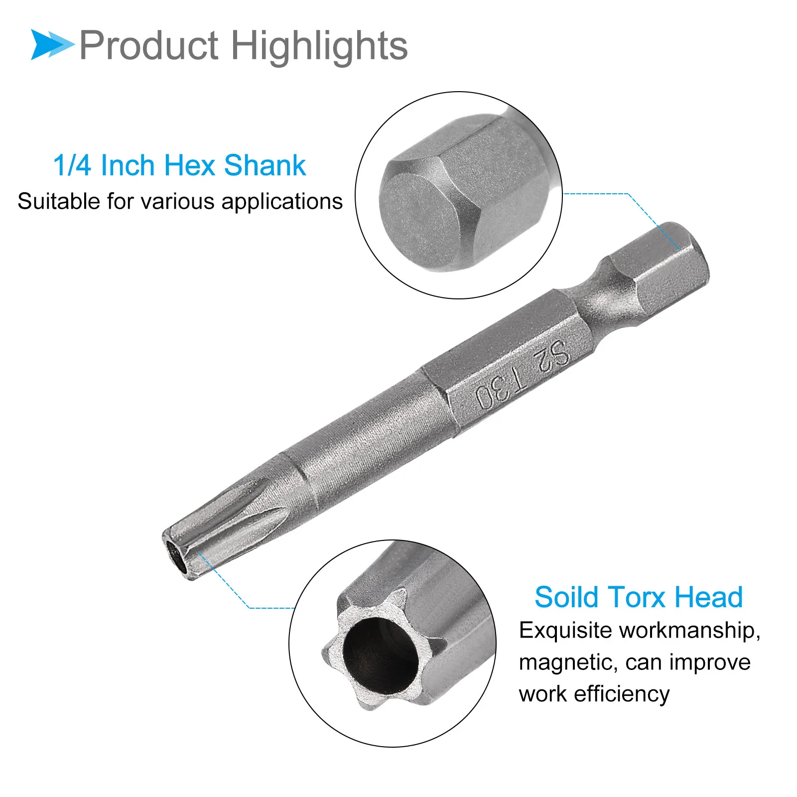 T30 Torx Head Screwdriver Bit 2" L 1/4 " Hex Shank Magnetic Star Drill 10Pcs - Image 4