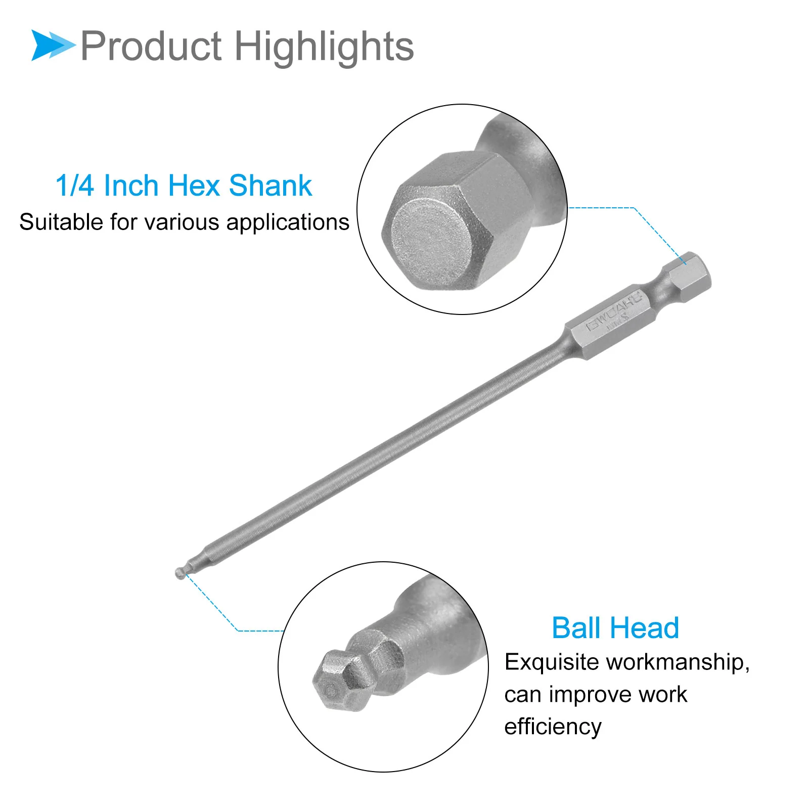 Ball End Hex Head Wrench Drill Bit S2 Steel Screwdriver Bits - (Applications: for Furniture) - Image 14
