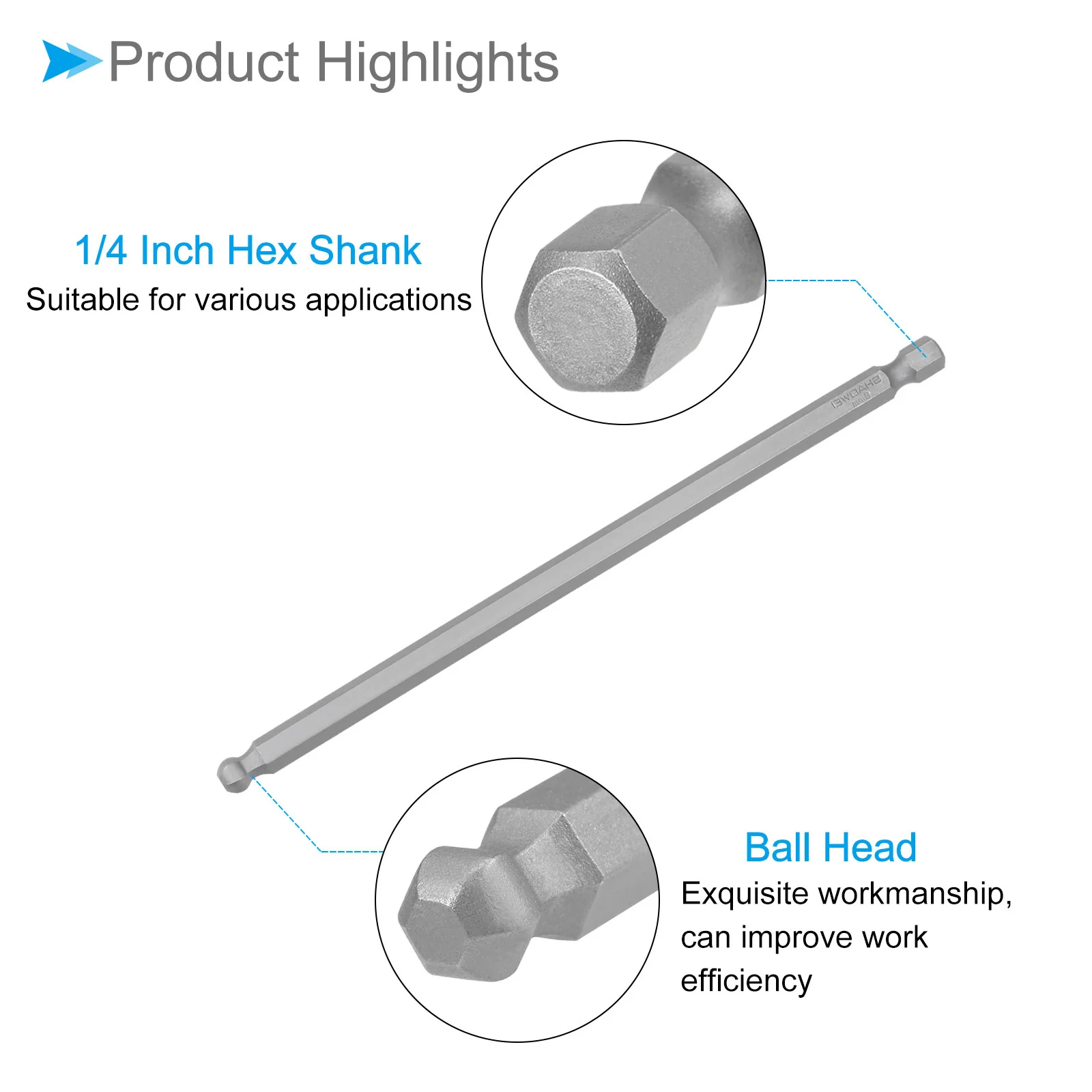 Ball End Hex Head Wrench Drill Bit S2 Steel Screwdriver Bits - (Applications: for Furniture) - Image 19
