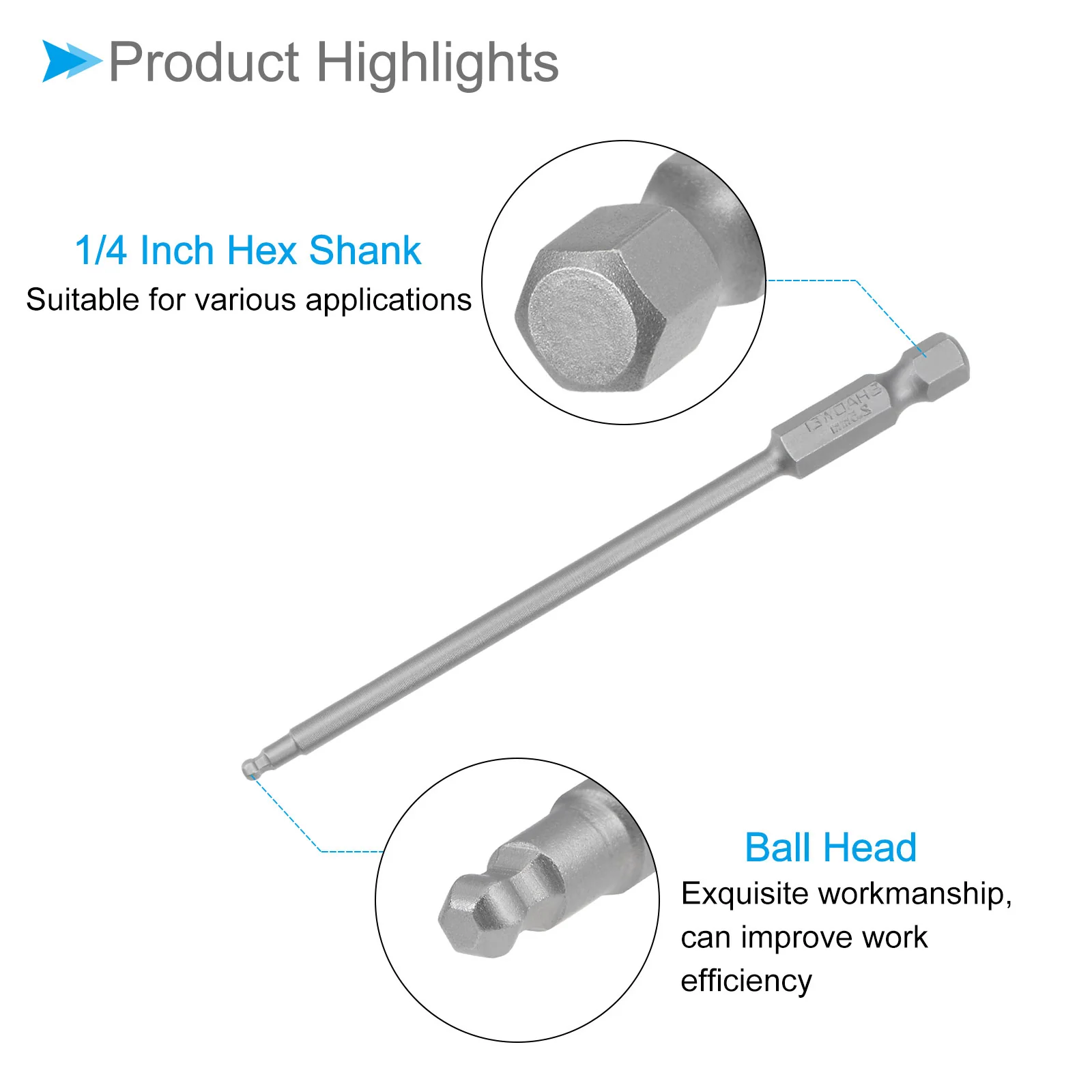 Ball End Hex Head Wrench Drill Bit S2 Steel Screwdriver Bits - (Applications: for Furniture) - Image 34