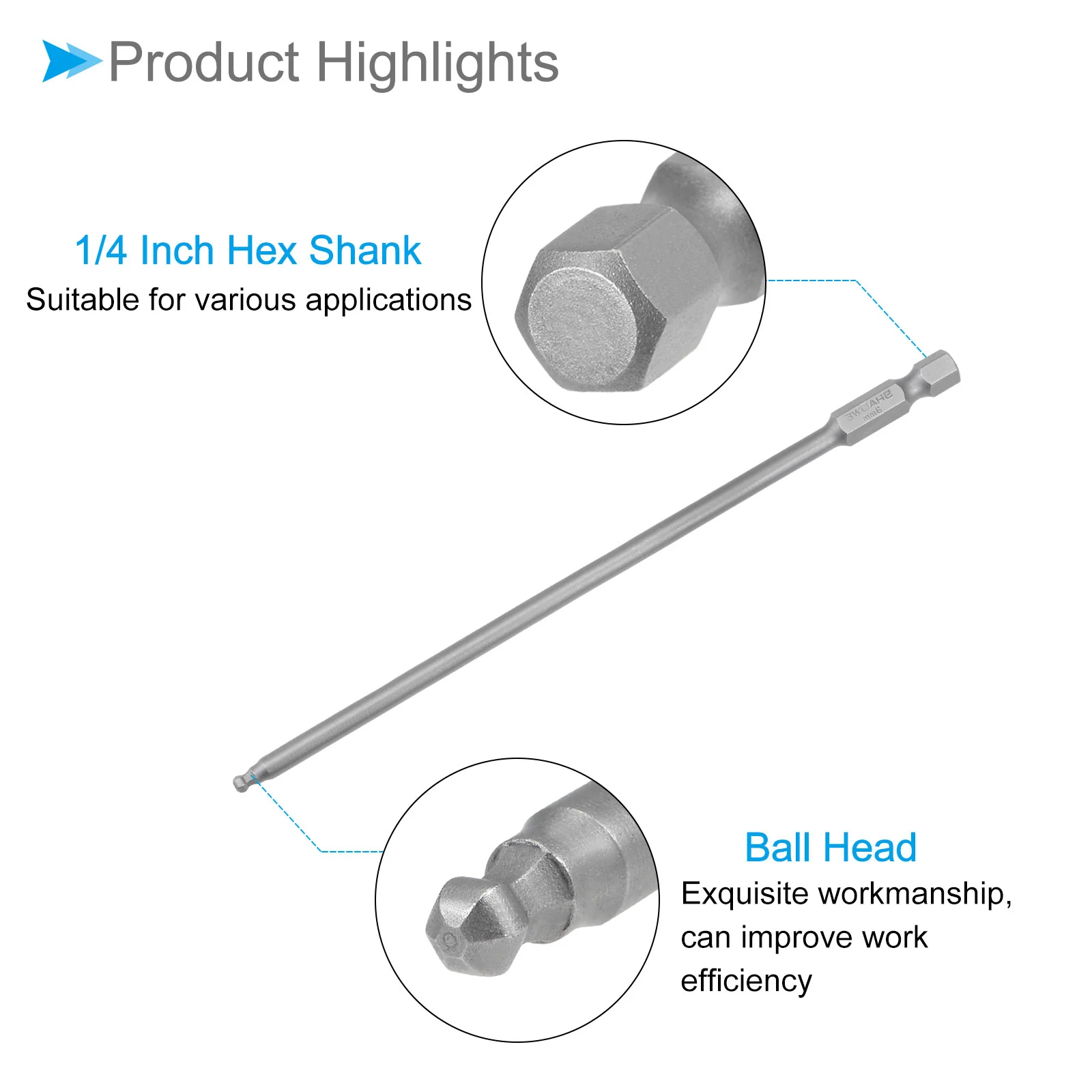 Ball End Hex Head Wrench Drill Bit S2 Steel Screwdriver Bits - (Applications: for Furniture) - Image 4
