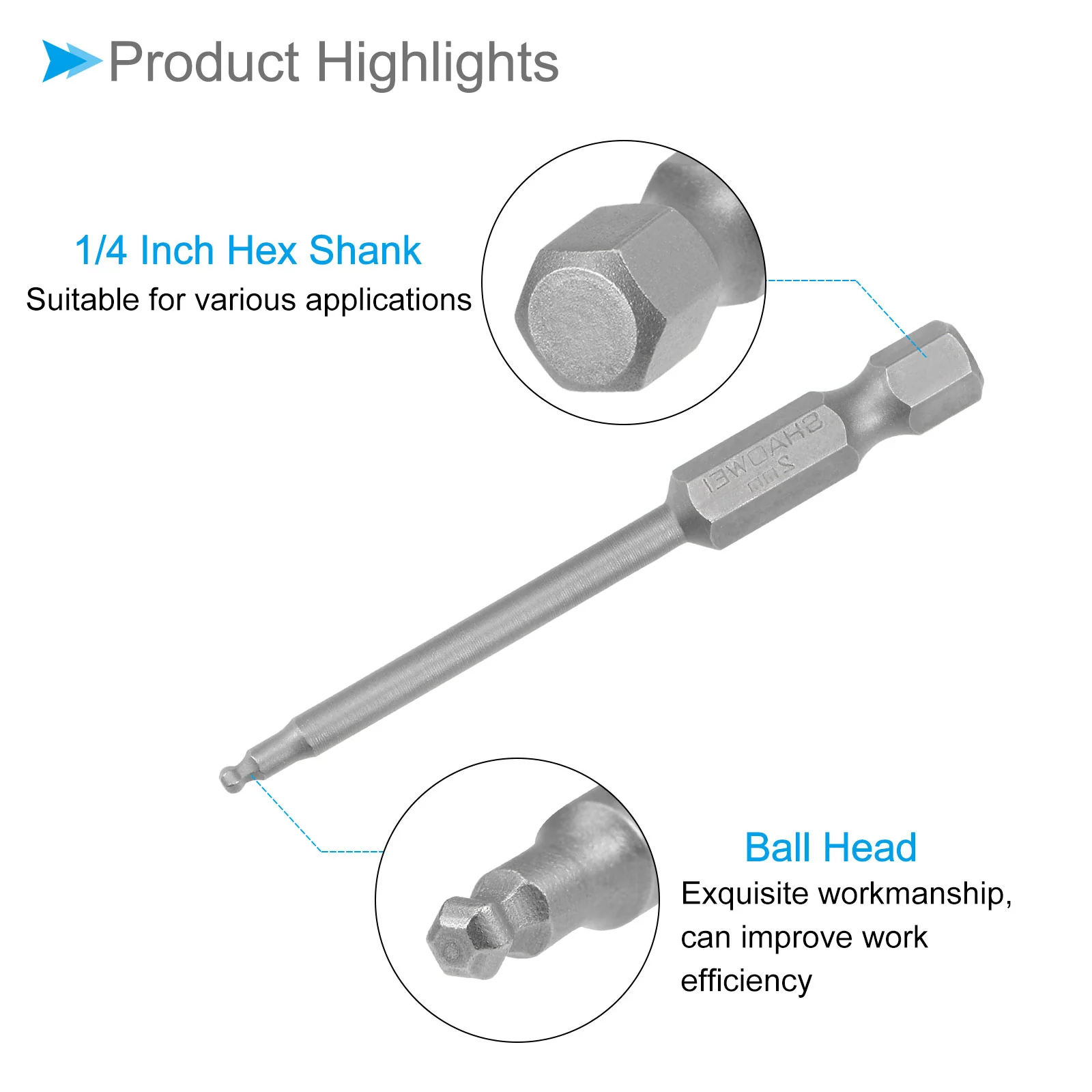 Ball End Hex Head Wrench Drill Bit S2 Steel Screwdriver Bits - (Applications: for Furniture) - Image 89