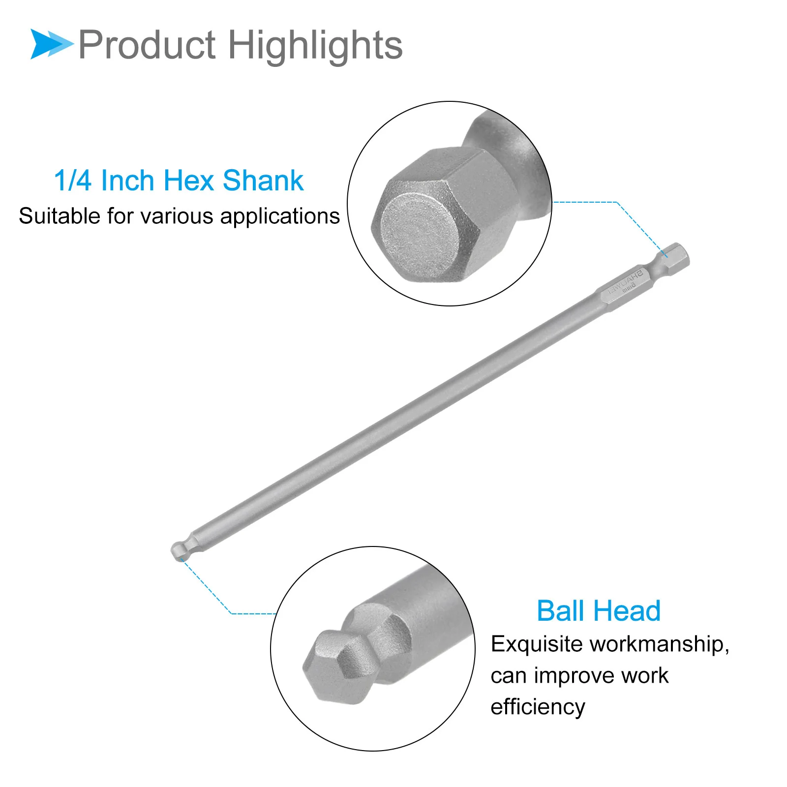Ball End Hex Head Wrench Drill Bit S2 Steel Screwdriver Bits - (Applications: for Furniture Assembly) - Image 44