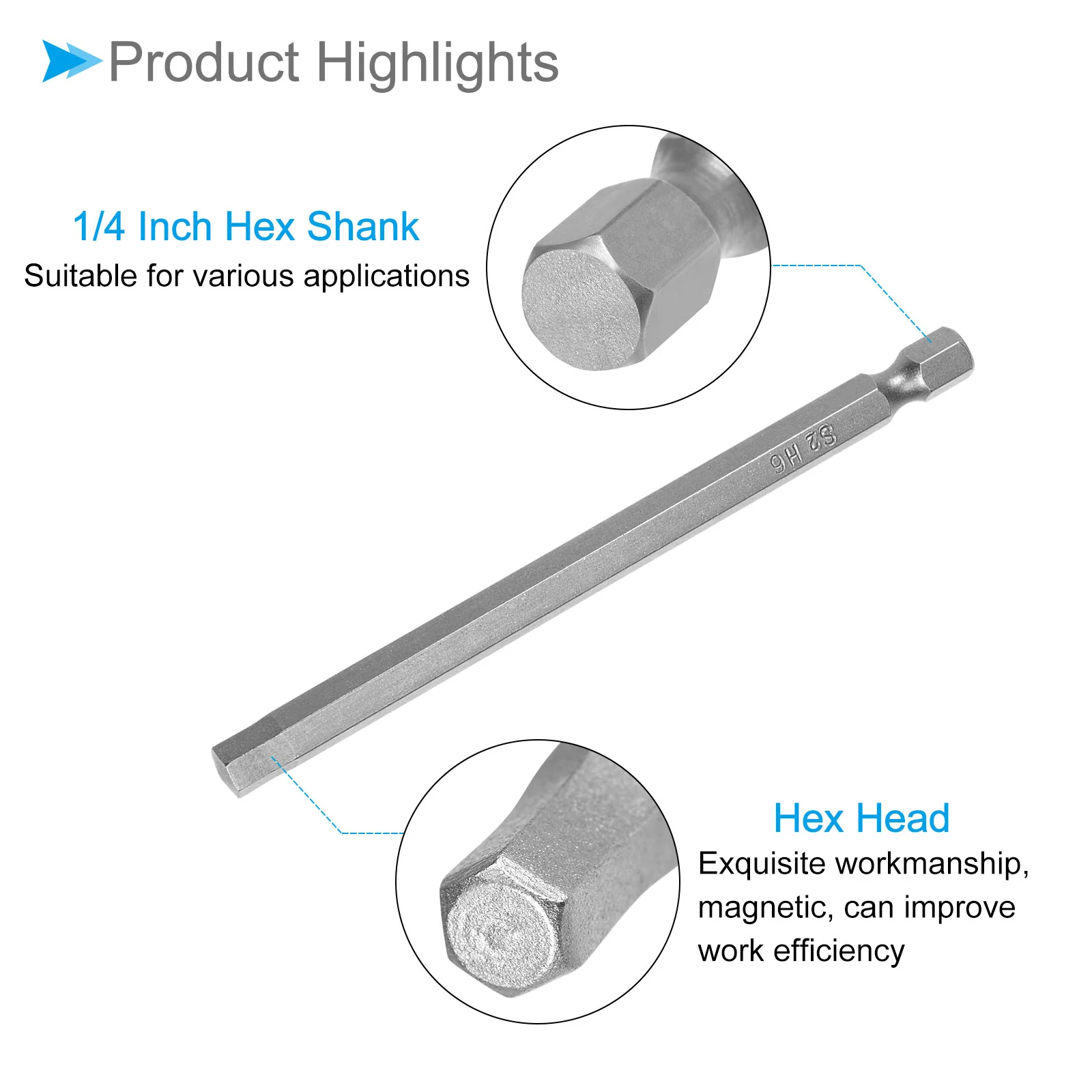 Hex Head Wrench Bit, Hex Head S2 Alloy Steel Screwdriver Bit - (Applications: for Electric Drill) - Image 19