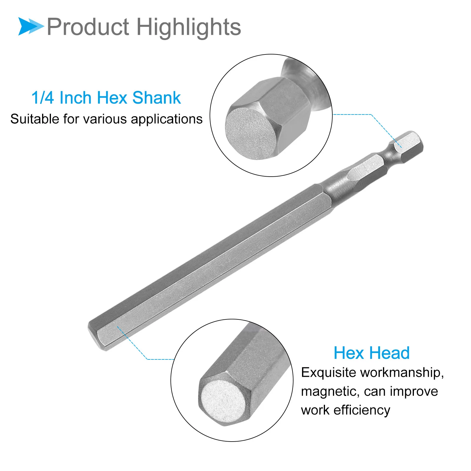 Hex Head Wrench Bit, Hex Head S2 Alloy Steel Screwdriver Bit - (Applications: for Electric Drill) - Image 24