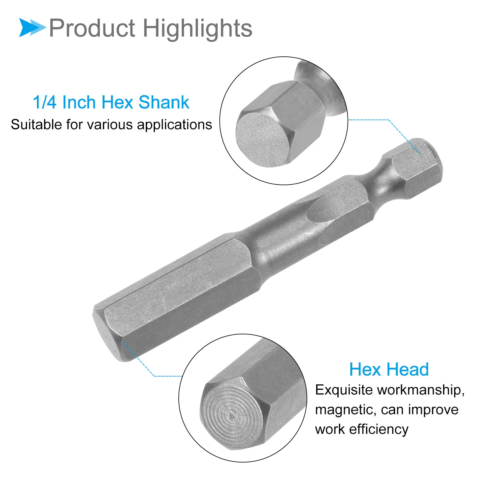 Hex Head Wrench Bit, Hex Head S2 Alloy Steel Screwdriver Bit - (Applications: for Electric Drill) - Image 44