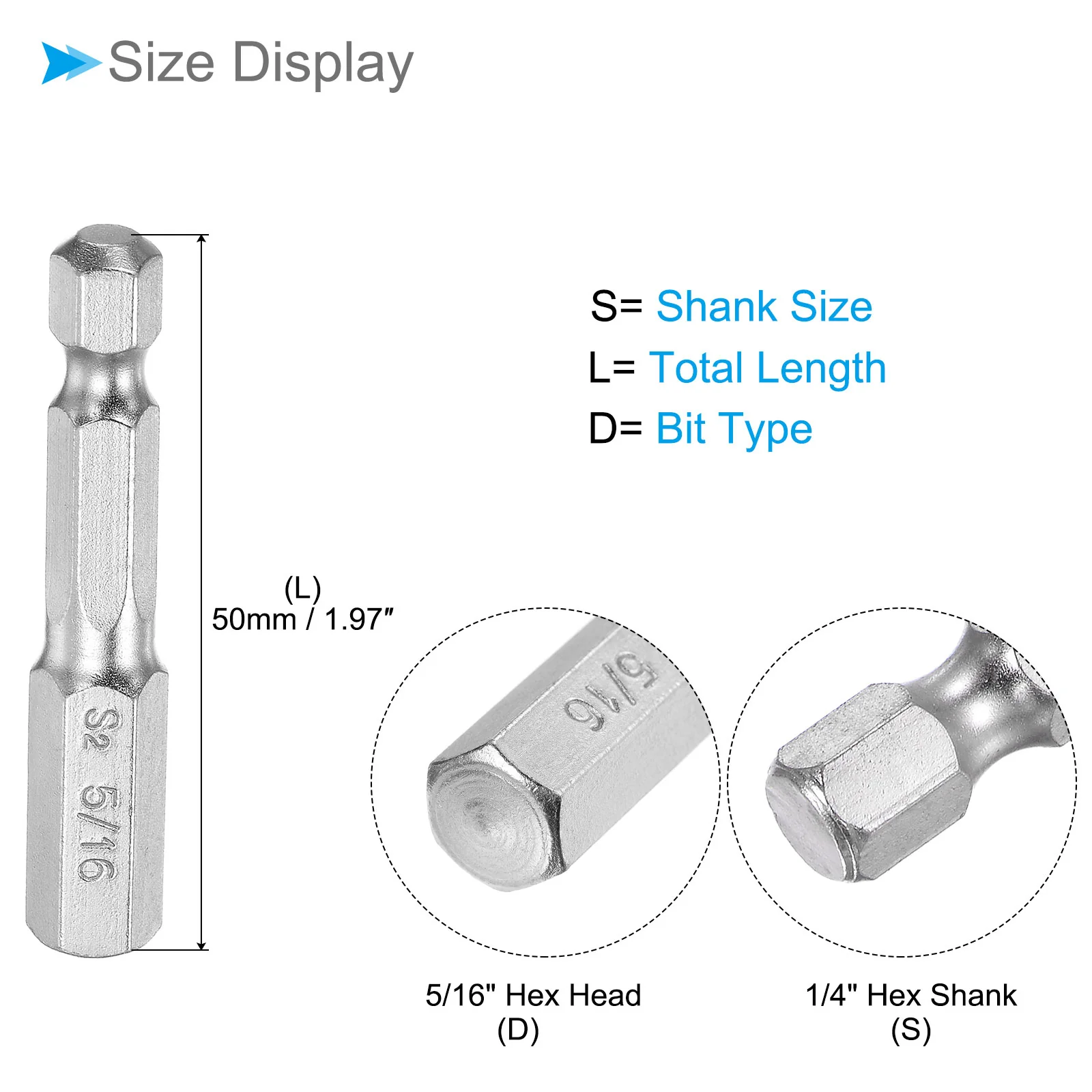Hex Head Wrench Bit, S2 Alloy Steel Screwdriver Bit - (Applications: for Drill) - Image 47