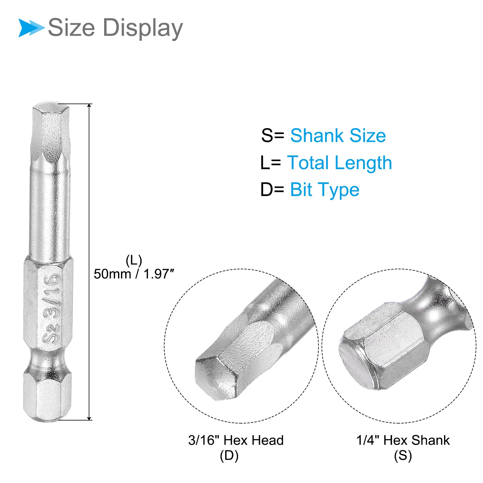 Hex Head Wrench Bit, S2 Alloy Steel Screwdriver Bit - (Applications: for Drill) - Image 52