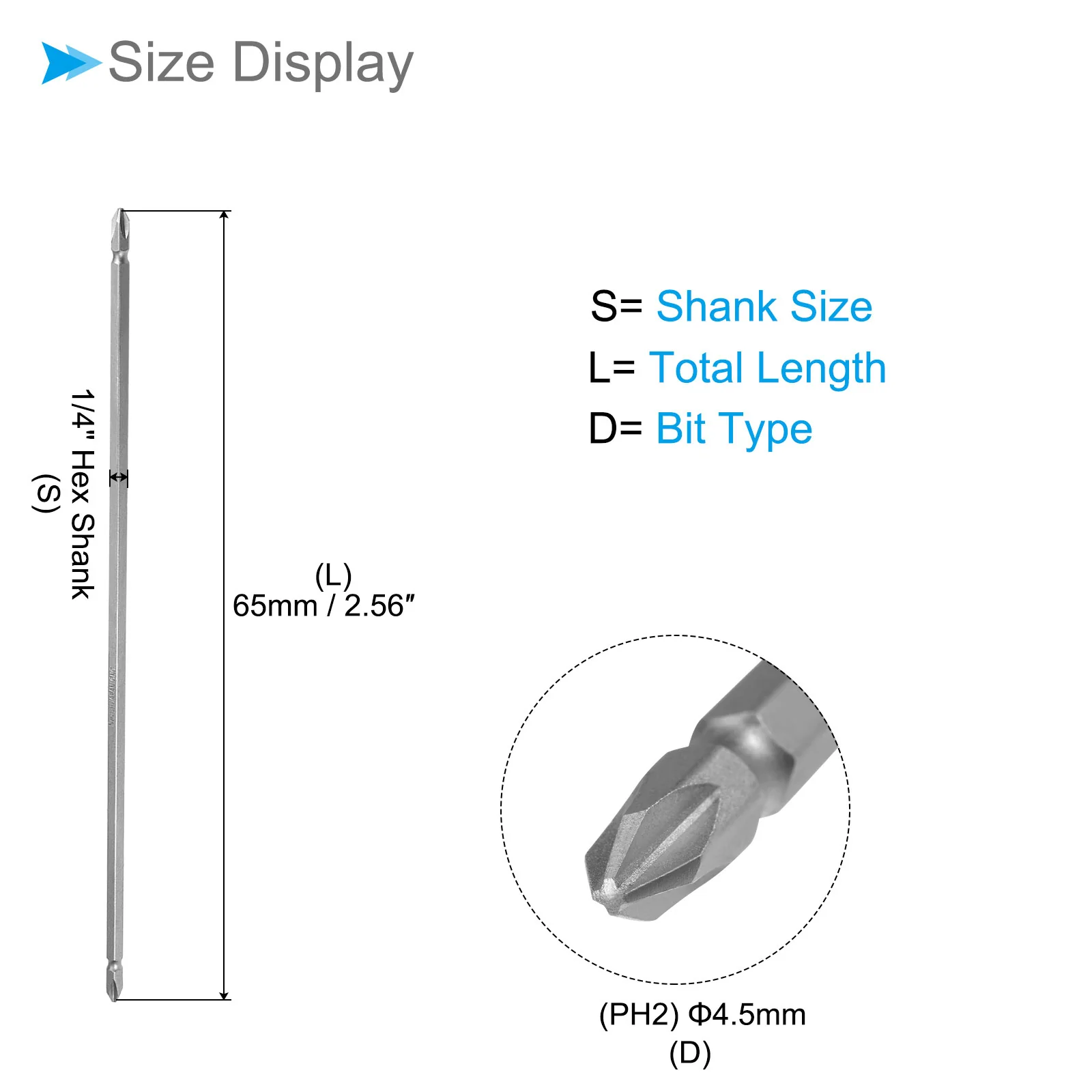 Double Ended Screwdriver Bit 300mm L PH2 1/4 Inch Hex Shank S2 Magnetic 1Pcs - Image 2