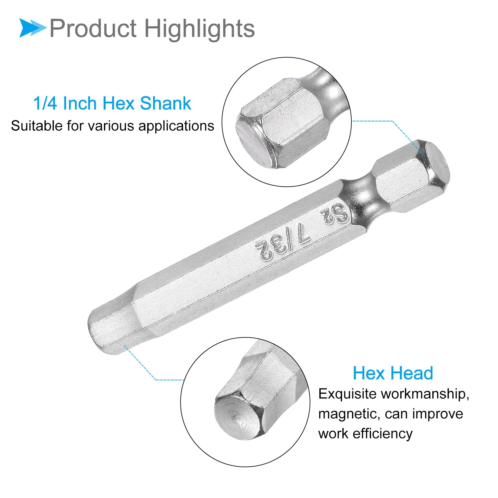 Hex Head Wrench Bit, S2 Alloy Steel Screwdriver Bit - (Applications: for Electric Drill) - Image 24