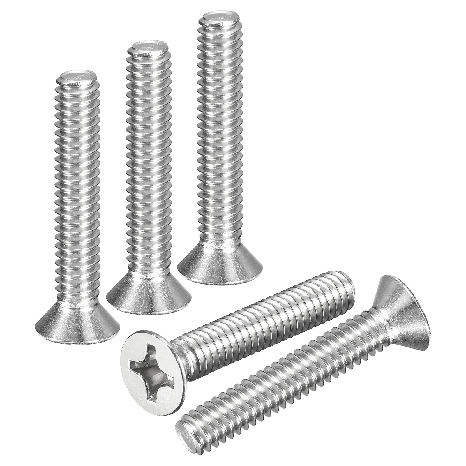 #12-24x1-1/4" Flat Head Machine Screws -50pcs -304 Stainless Steel -Silver