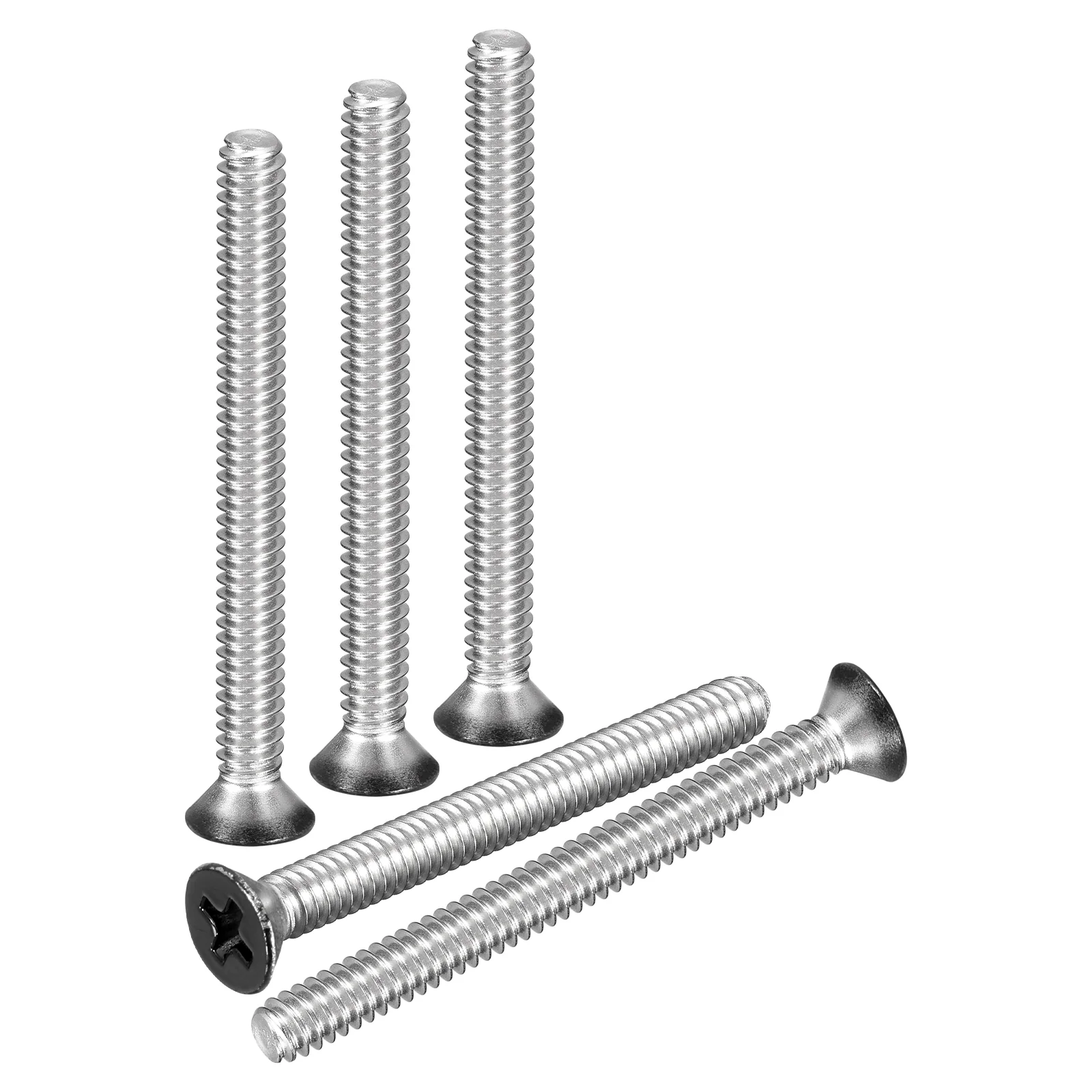 #10-24x2" Flat Head Machine Screws -50pcs -304 Stainless Steel -Black Head