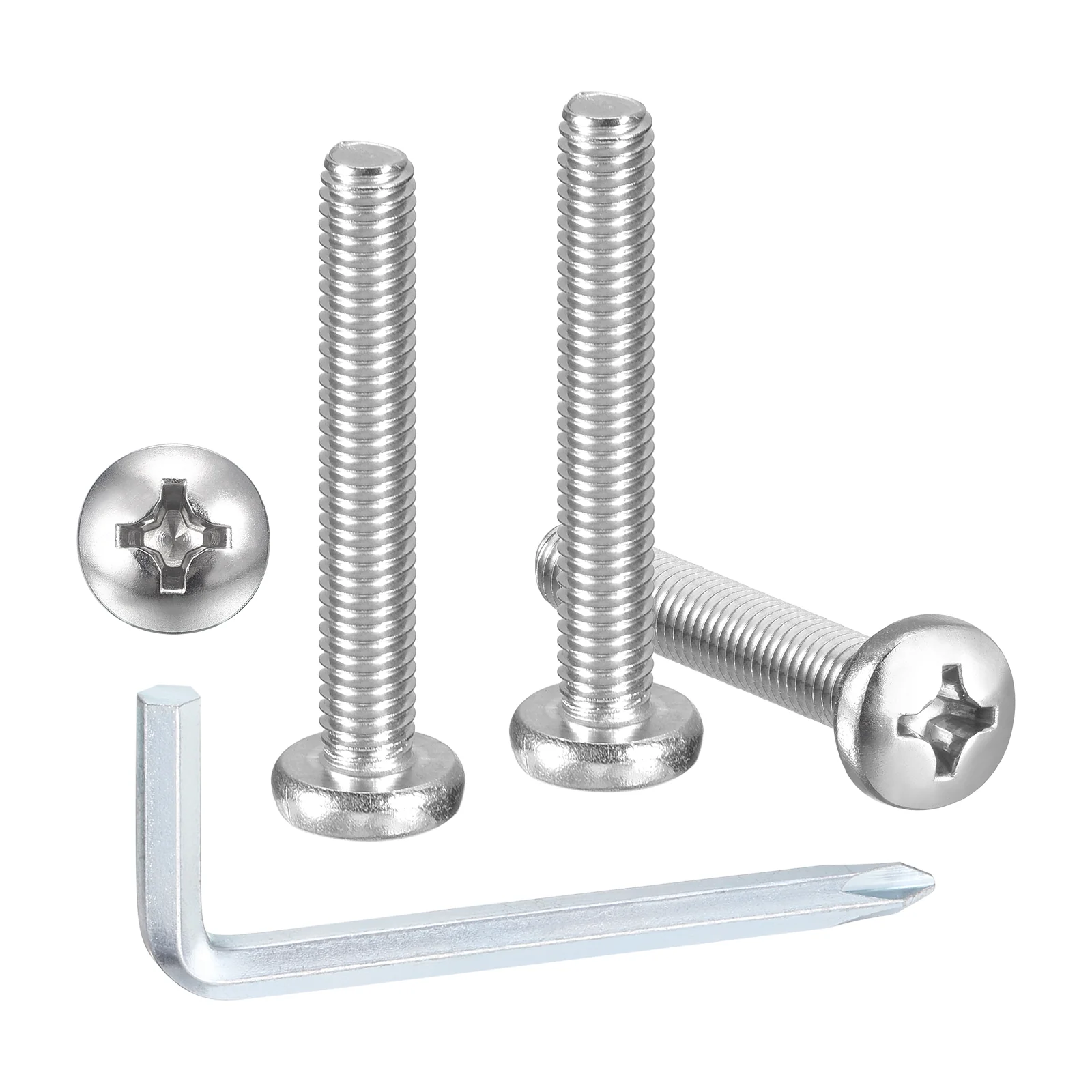 Cross Drive Pan Head Bolt 1/4"-20x2" 20Pcs Stainless Steel Wrench for Window