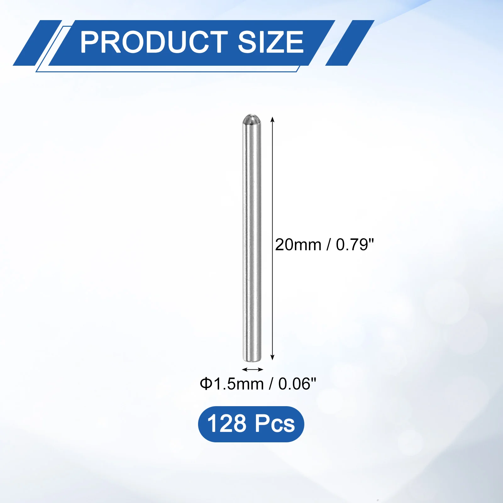 Uxcell 128Pcs 1.5 x 20mm Dowel Pin, Round Head Flat Chamfered End Dowel Pins - Image 2