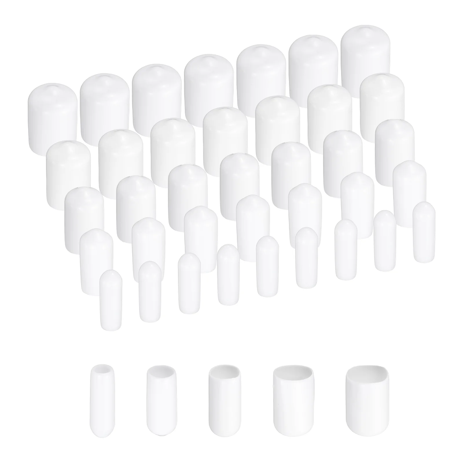 Uxcell 50pcs Rubber End Caps Protective Caps 3mm 5mm 7mm 9mm 11mm White