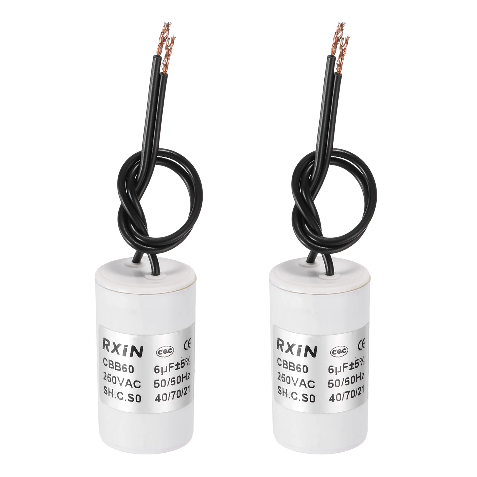 2Pcs 6UF 250V 5% Tolerance CBB60 Running Capacitor