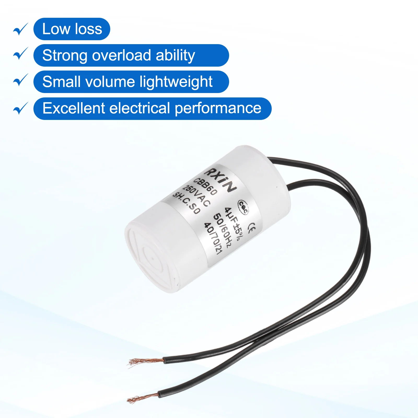 2Pcs 4UF 250V 5% Tolerance CBB60 Running Capacitor - Image 5