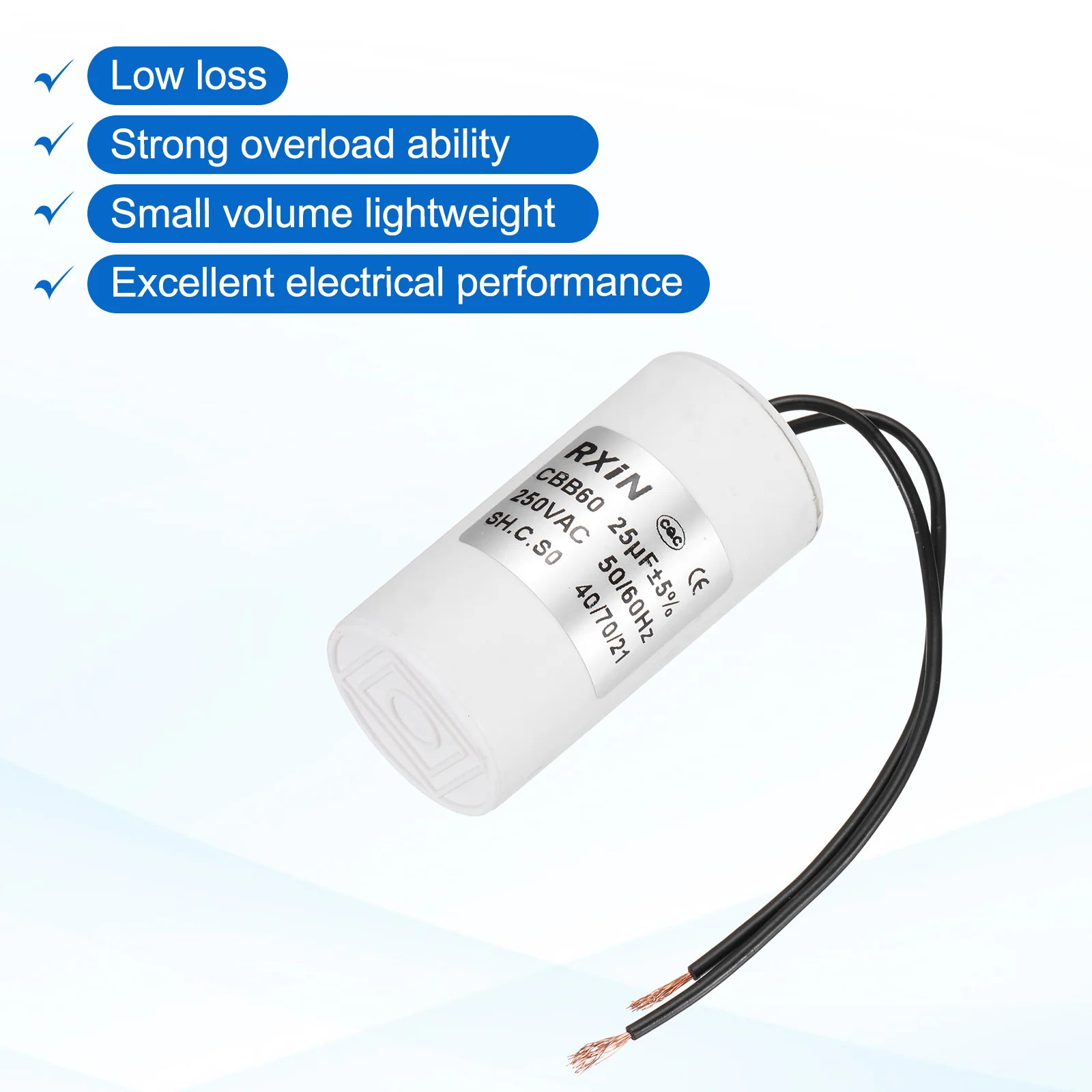 2Pcs 25UF 250V 5% Tolerance CBB60 Running Capacitor - Image 5