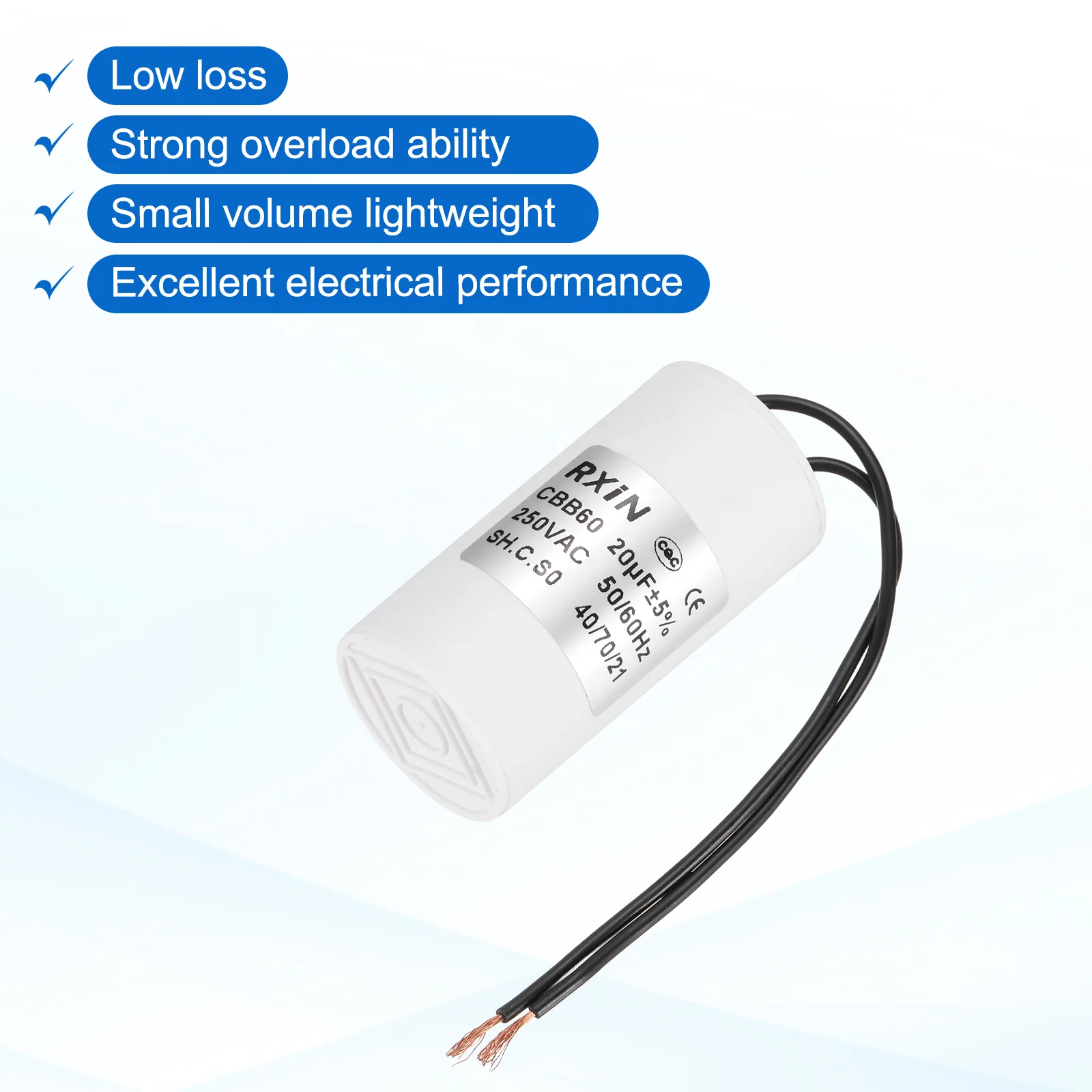 2Pcs 20UF 250V 5% Tolerance CBB60 Running Capacitor - Image 5