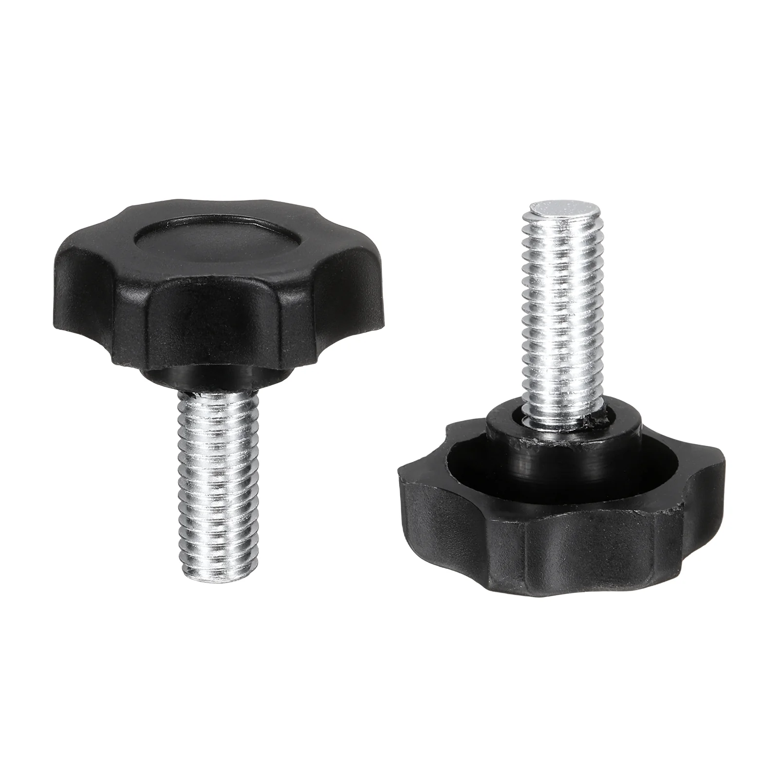 2 Pcs M8 x 20mm Male Thread Star Knobs Handles Hand Clamping Screws Black