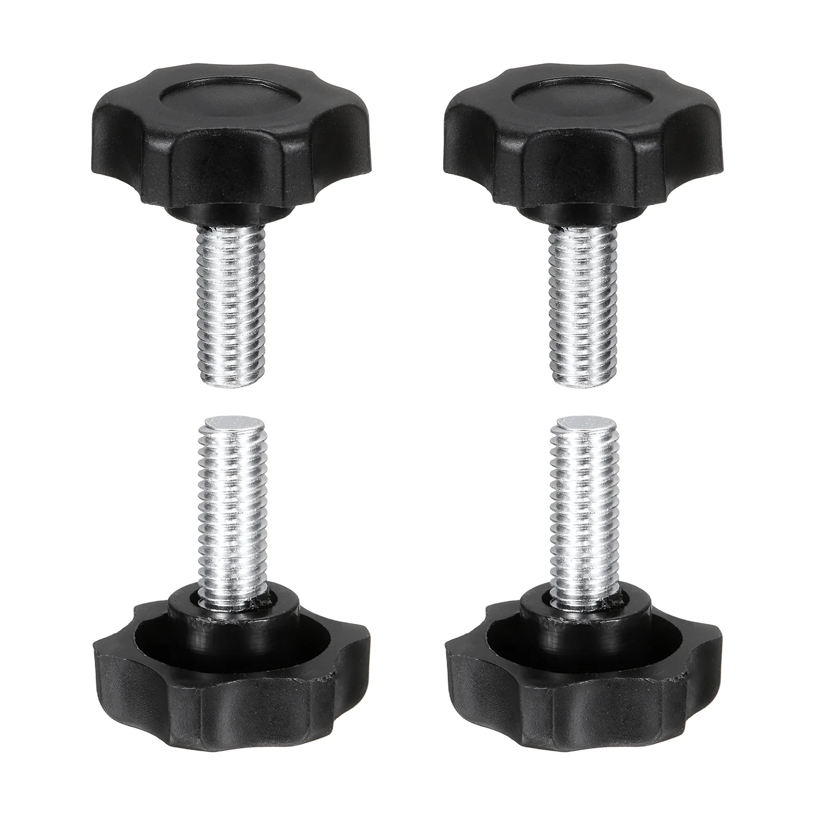 4 Pcs M8 x 20mm Male Thread Star Knobs Handles Hand Clamping Screws Black