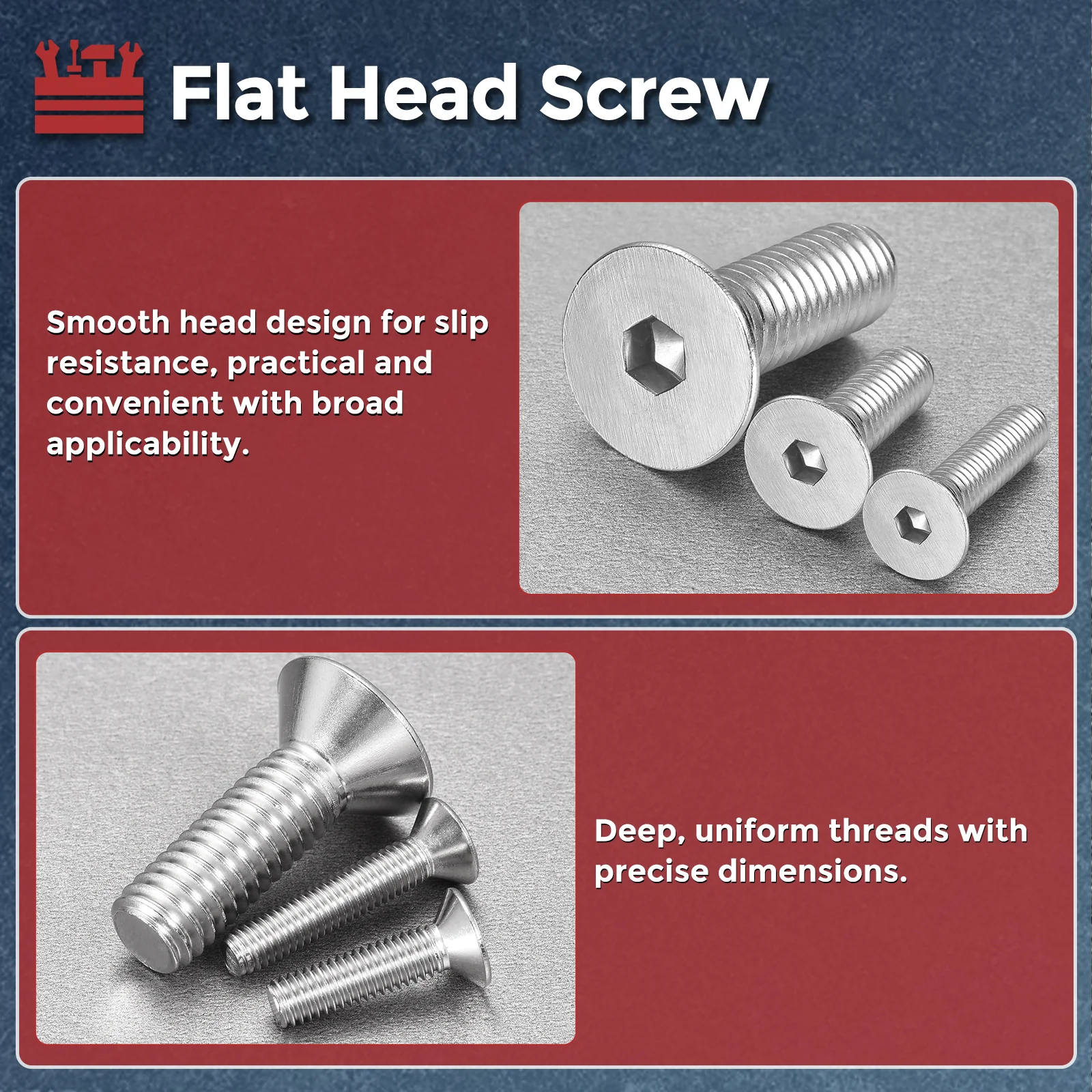 5Pcs Flat Head Socket Cap Screws-[M5-0.8x90], 304 Stainless Bolts Silver - Image 4