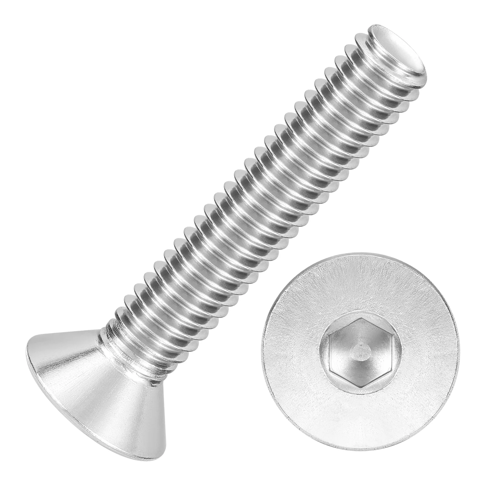 20Pcs Flat Head Socket Cap Screws-[5/16"-18x1-1/4"], 304 Stainless Bolts Silver